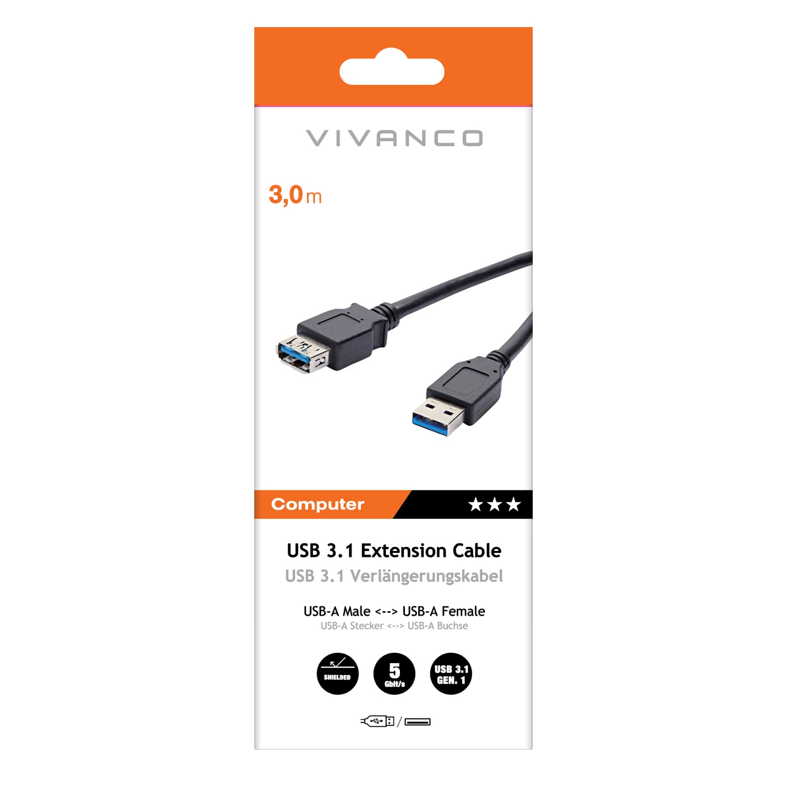 Câble USB 3.0 type A mâle vers femelle