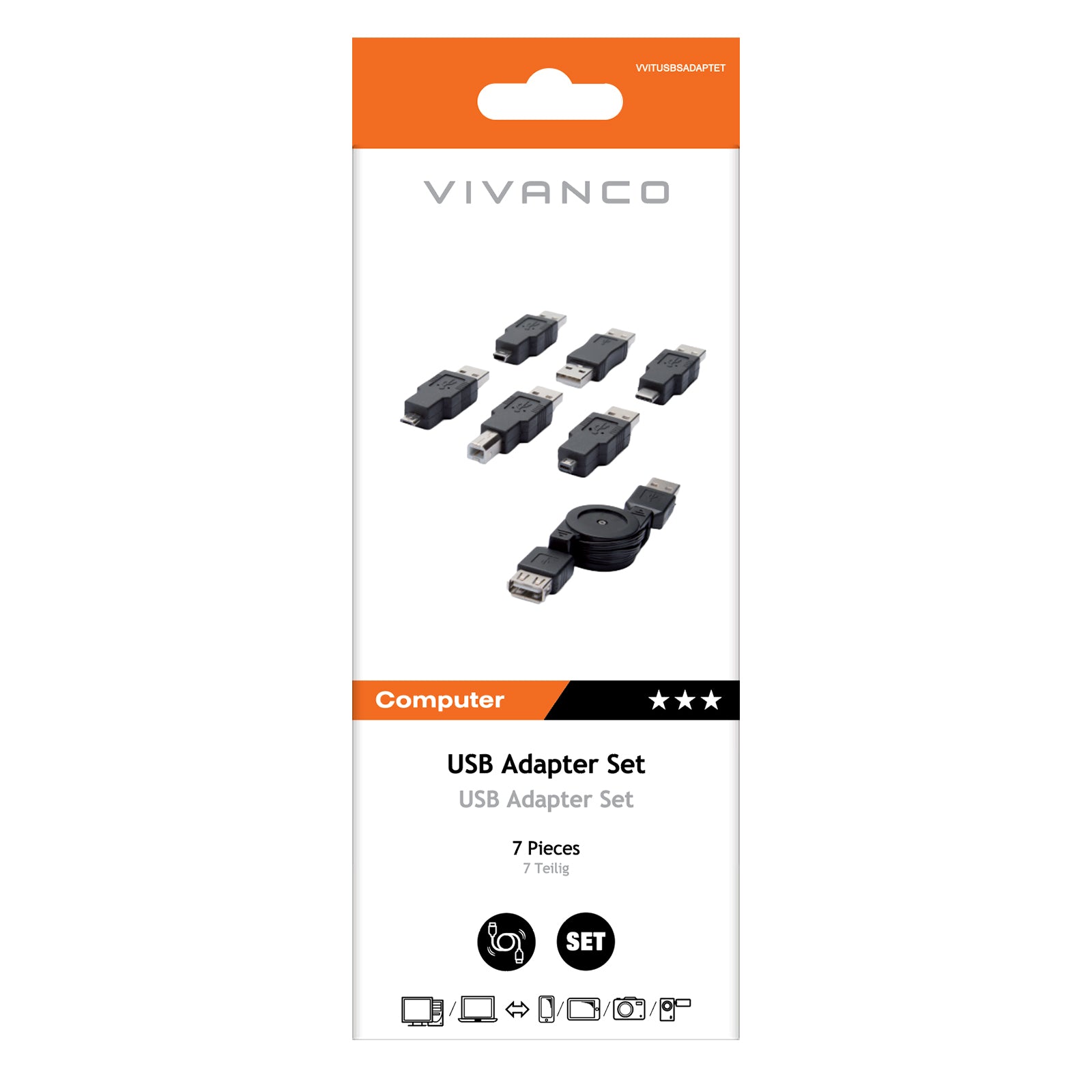 Set adattatore USB con avvolgicavo USB