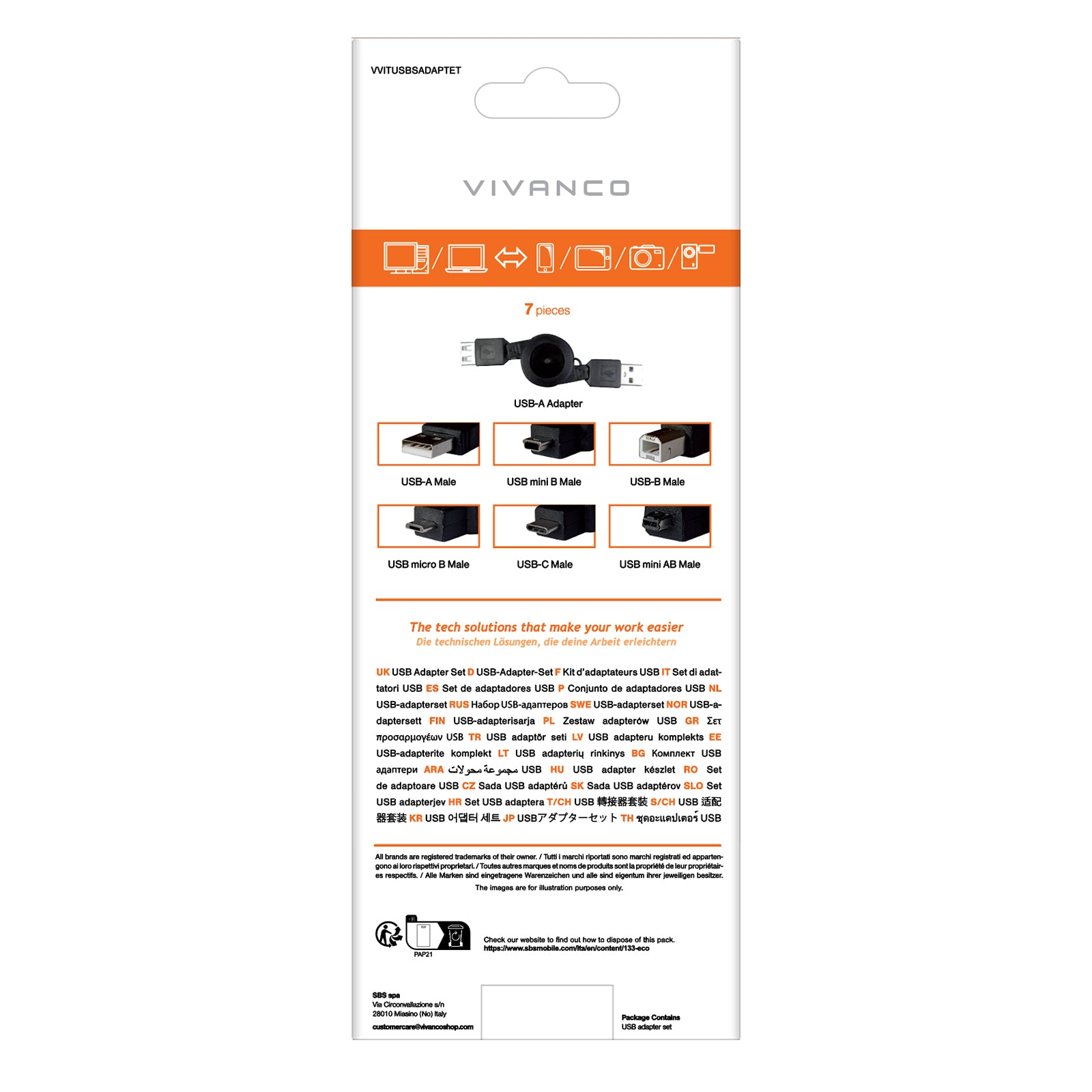 Set adattatore USB con avvolgicavo USB