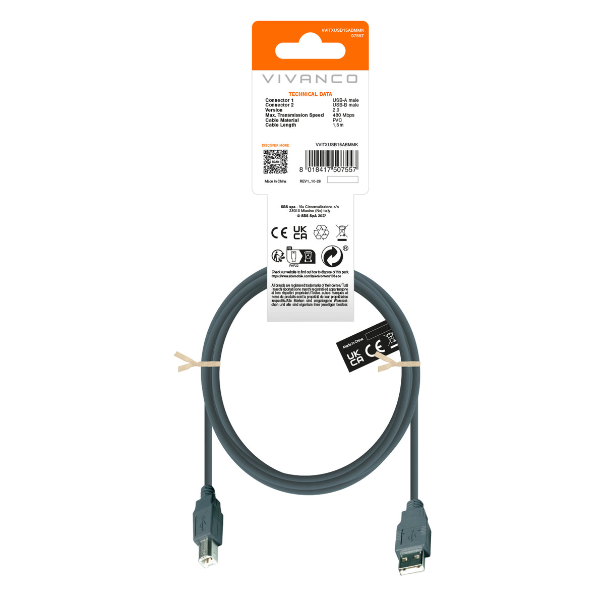 USB Type A to USB Type B Cable