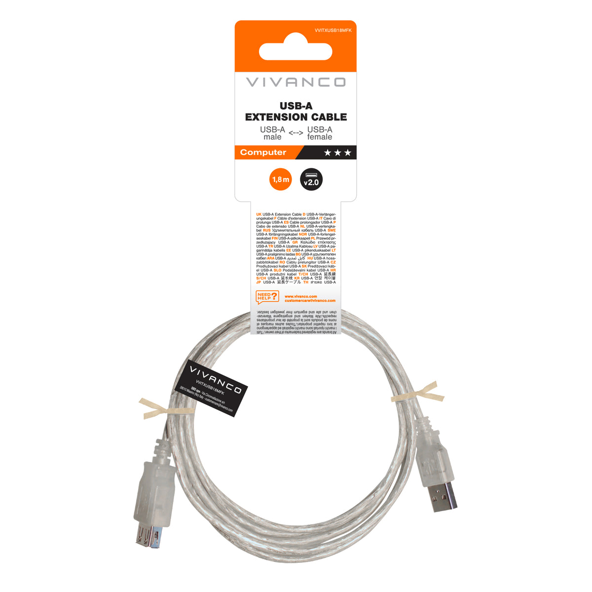 USB 2.0 Type A Male to Female Extension Cable