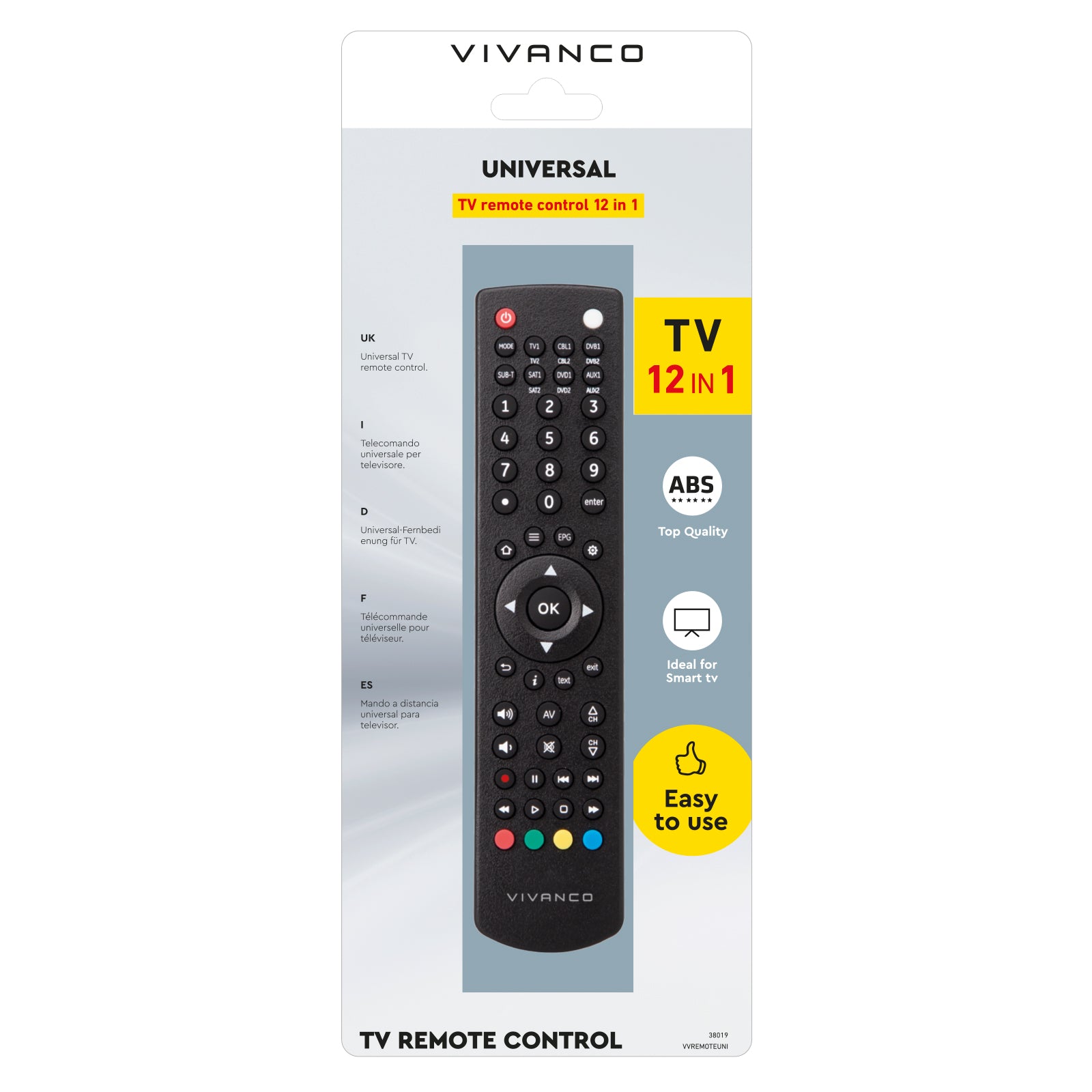 12-in-1 multi-brand universal remote control