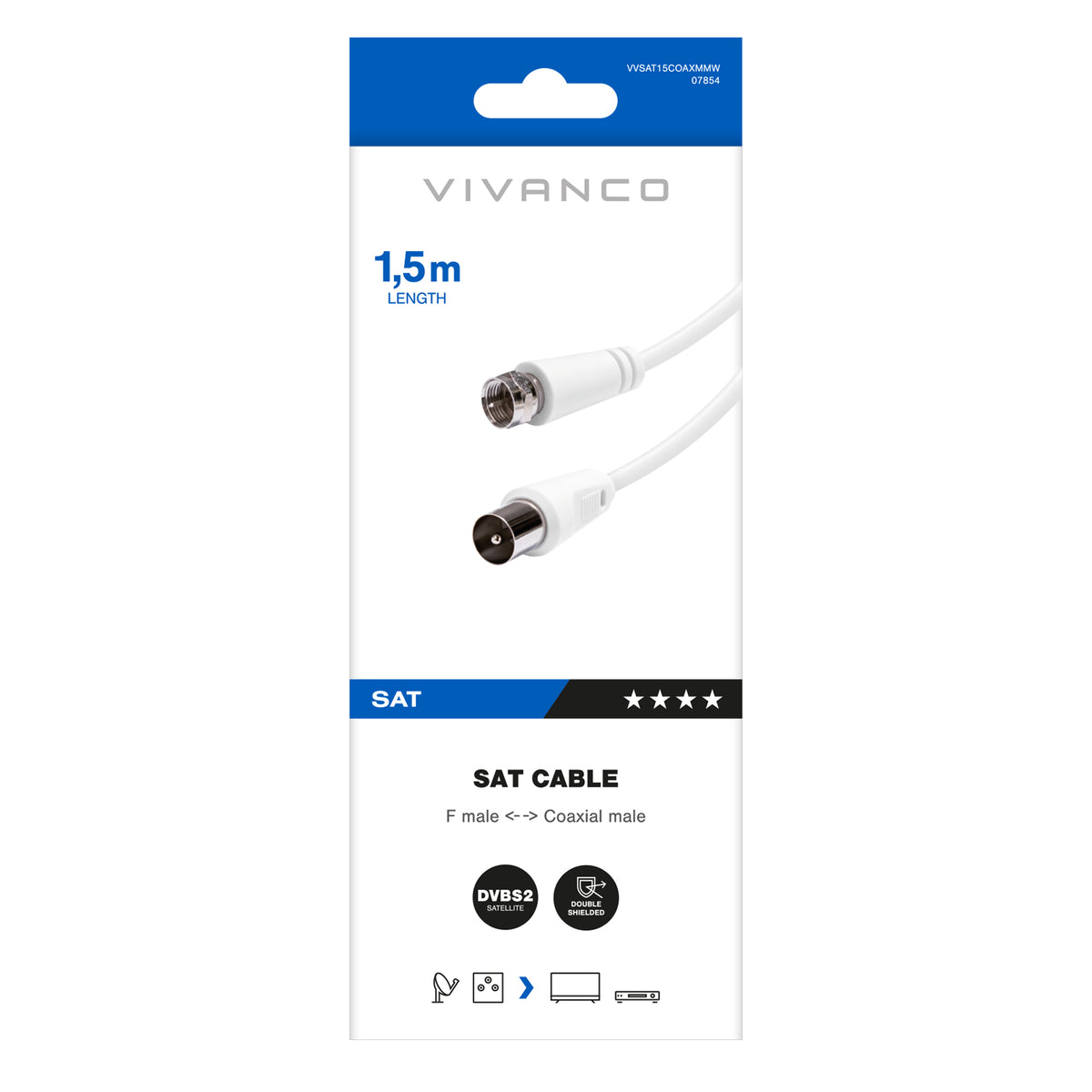 Cavo satellite coassiale Tipo F maschio - maschio