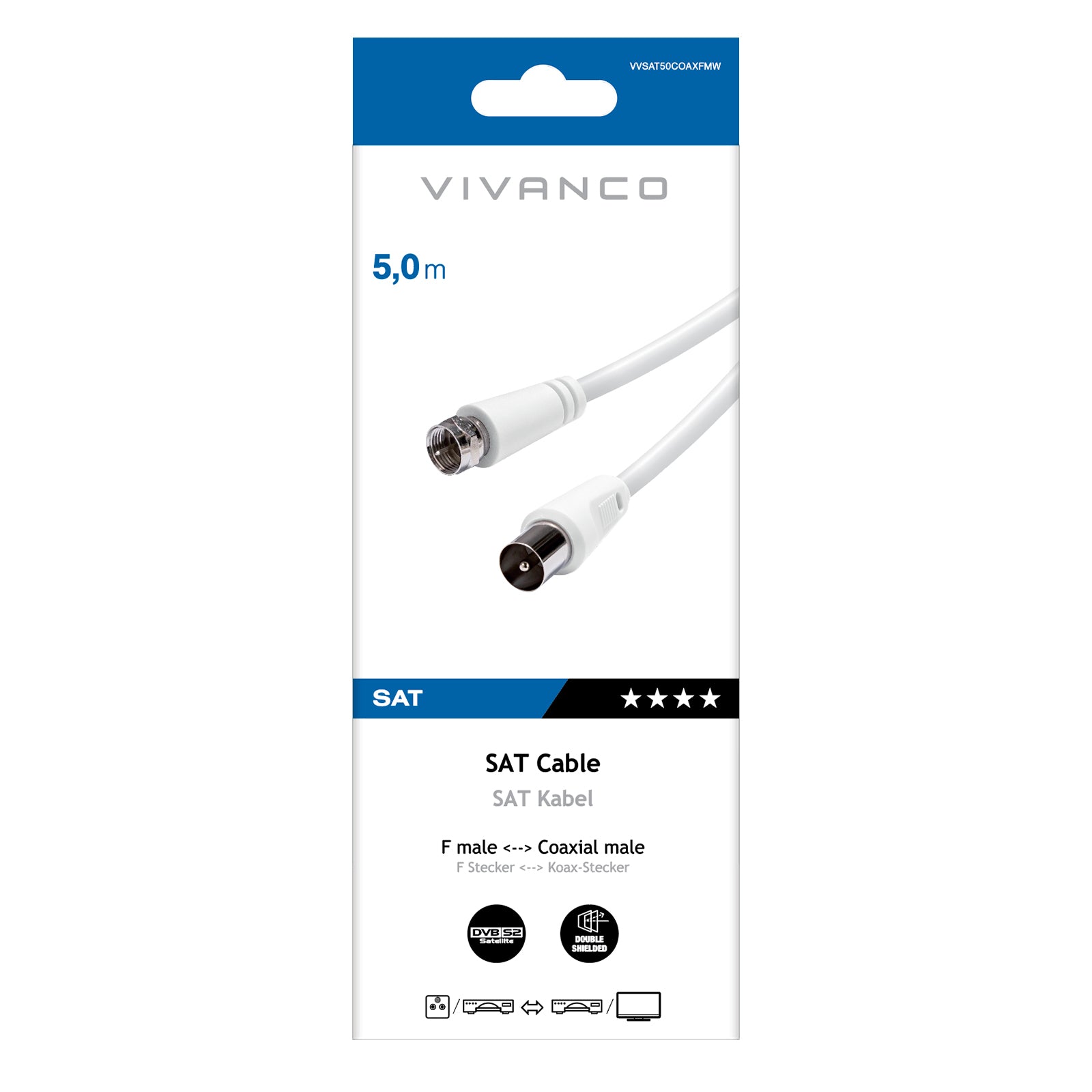 Cavo satellite coassiale Tipo F maschio - femmina
