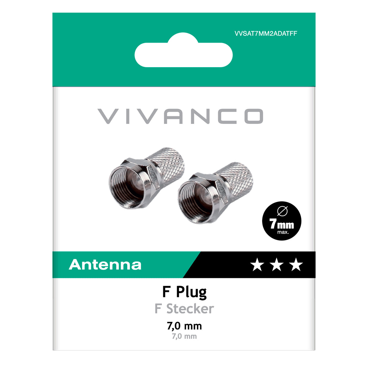 F-Stecker, 7 mm, 2 Stk.