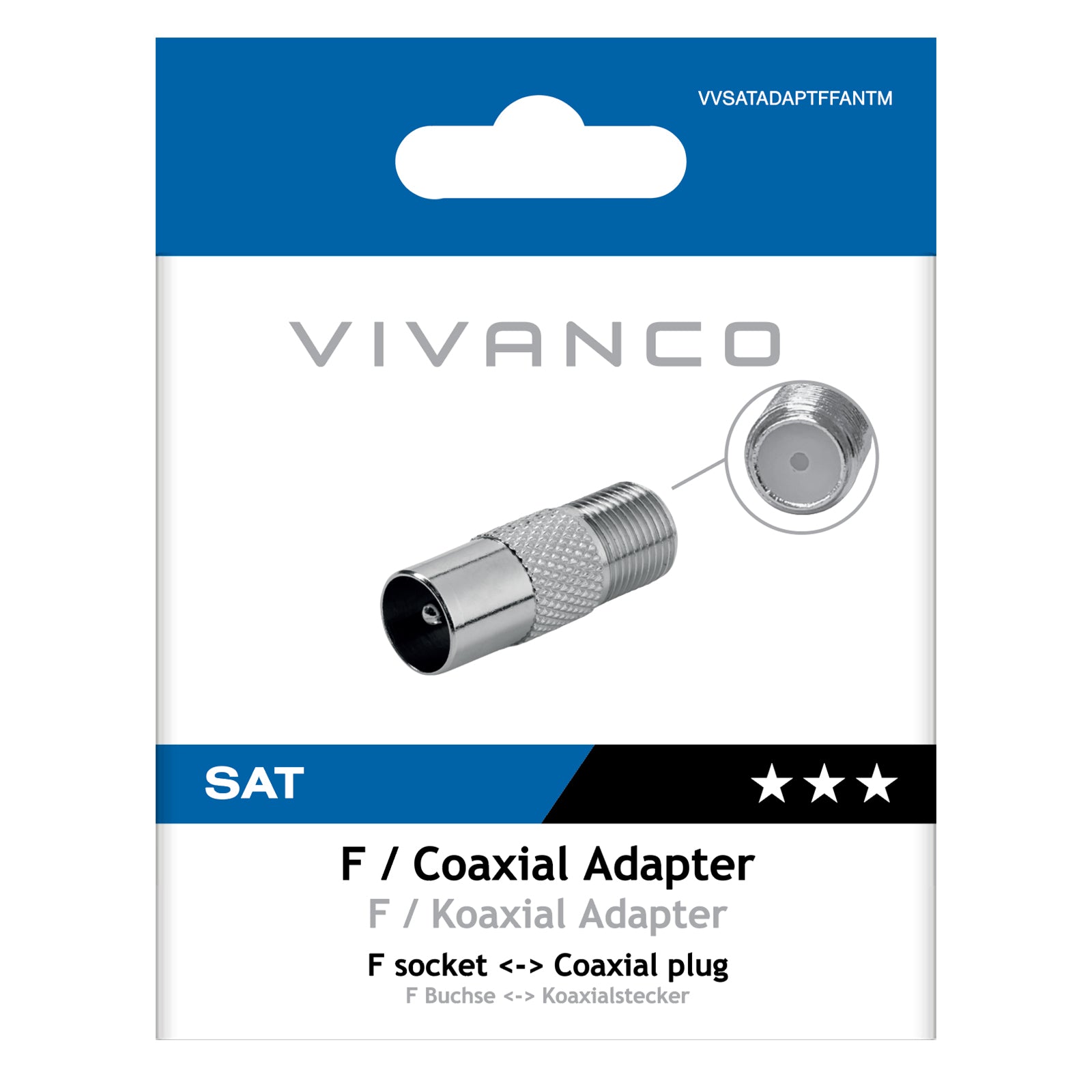 Adapter Typ F auf 9,5 mm Koaxialbuchse