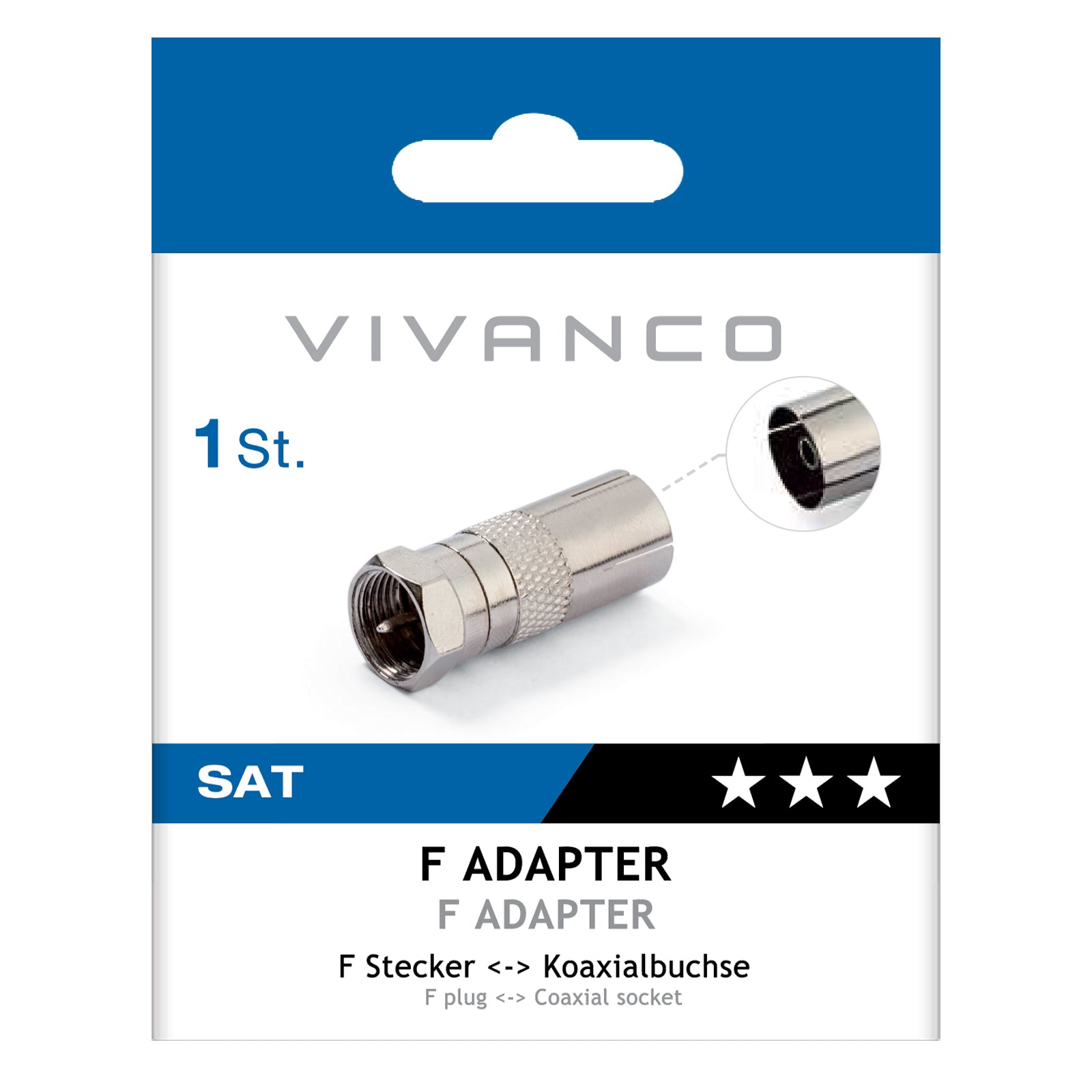 Adaptateur type F femelle vers coaxial mâle