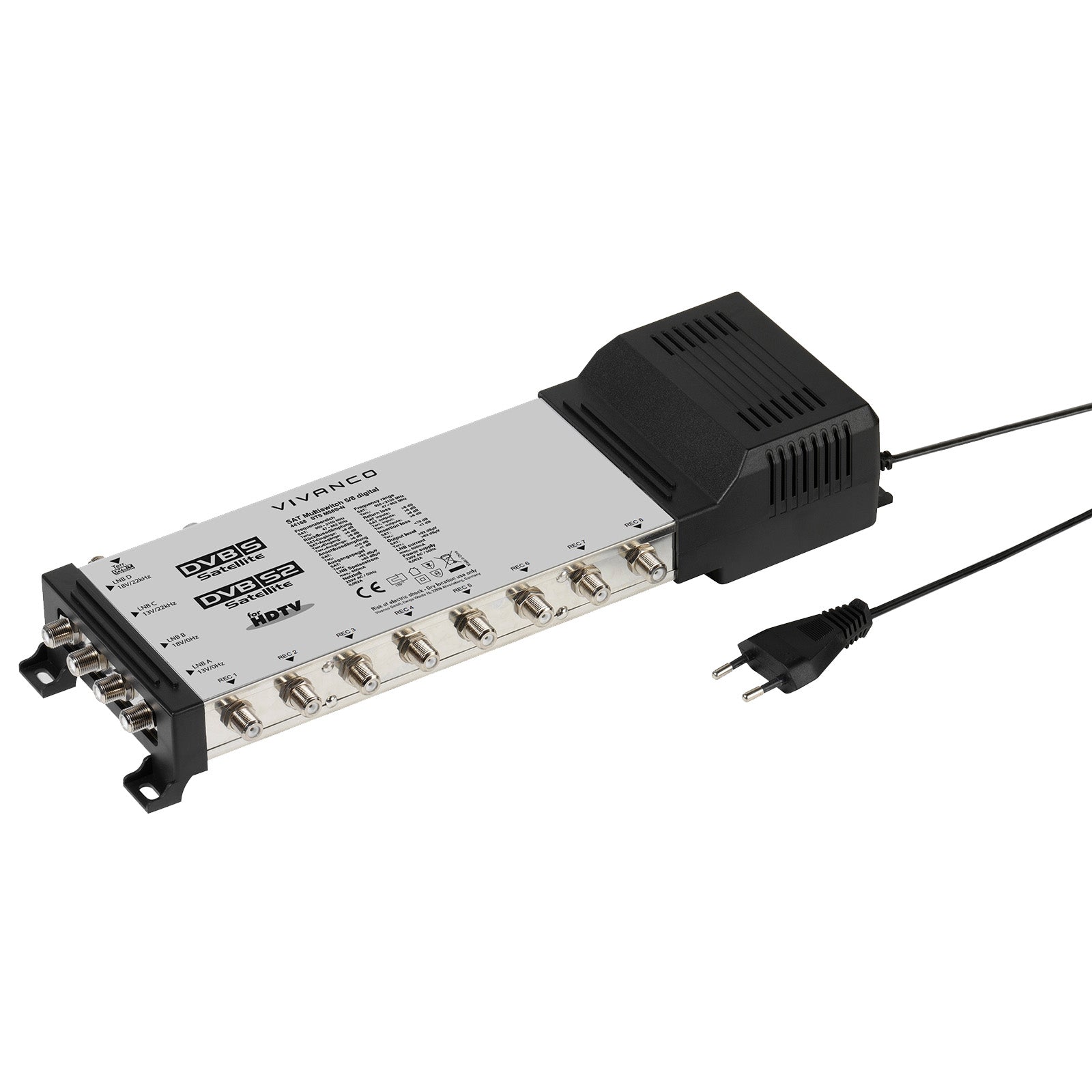 Digital SAT 5/8 multiswitch for the distribution of two Dual/Twin LNBs or Quad LNBs