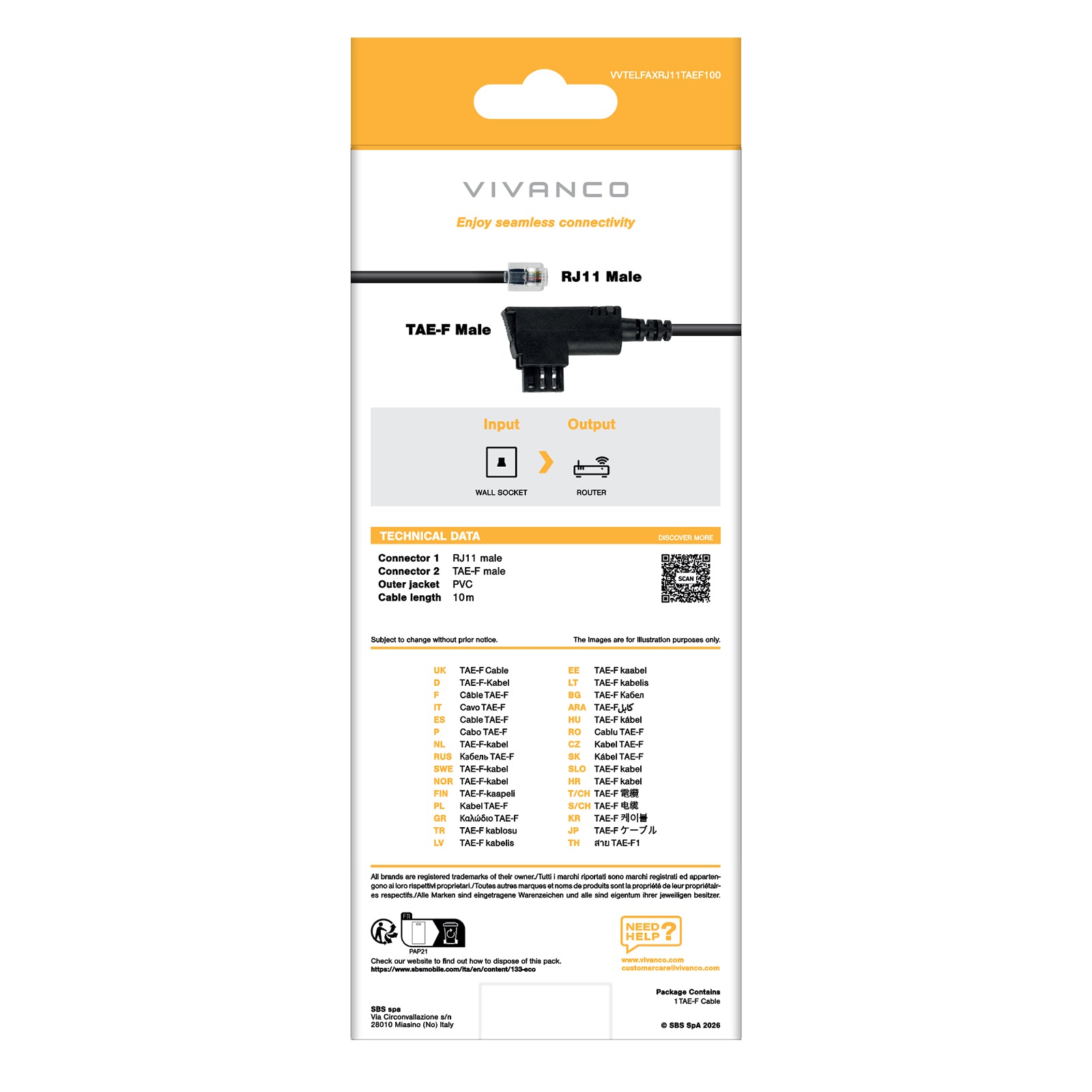 Telephone connection cable