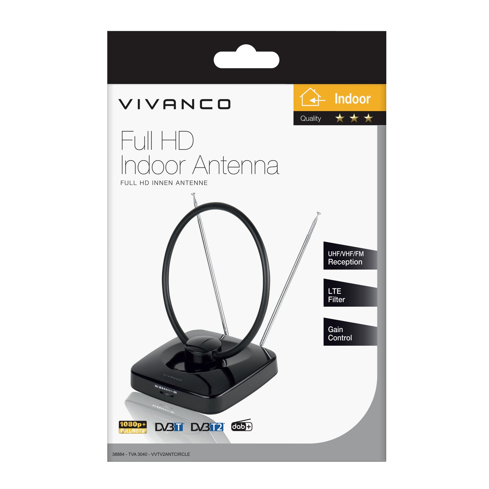 Antenna Full HD da interno, filtro LTE, cavo da 1,5 m