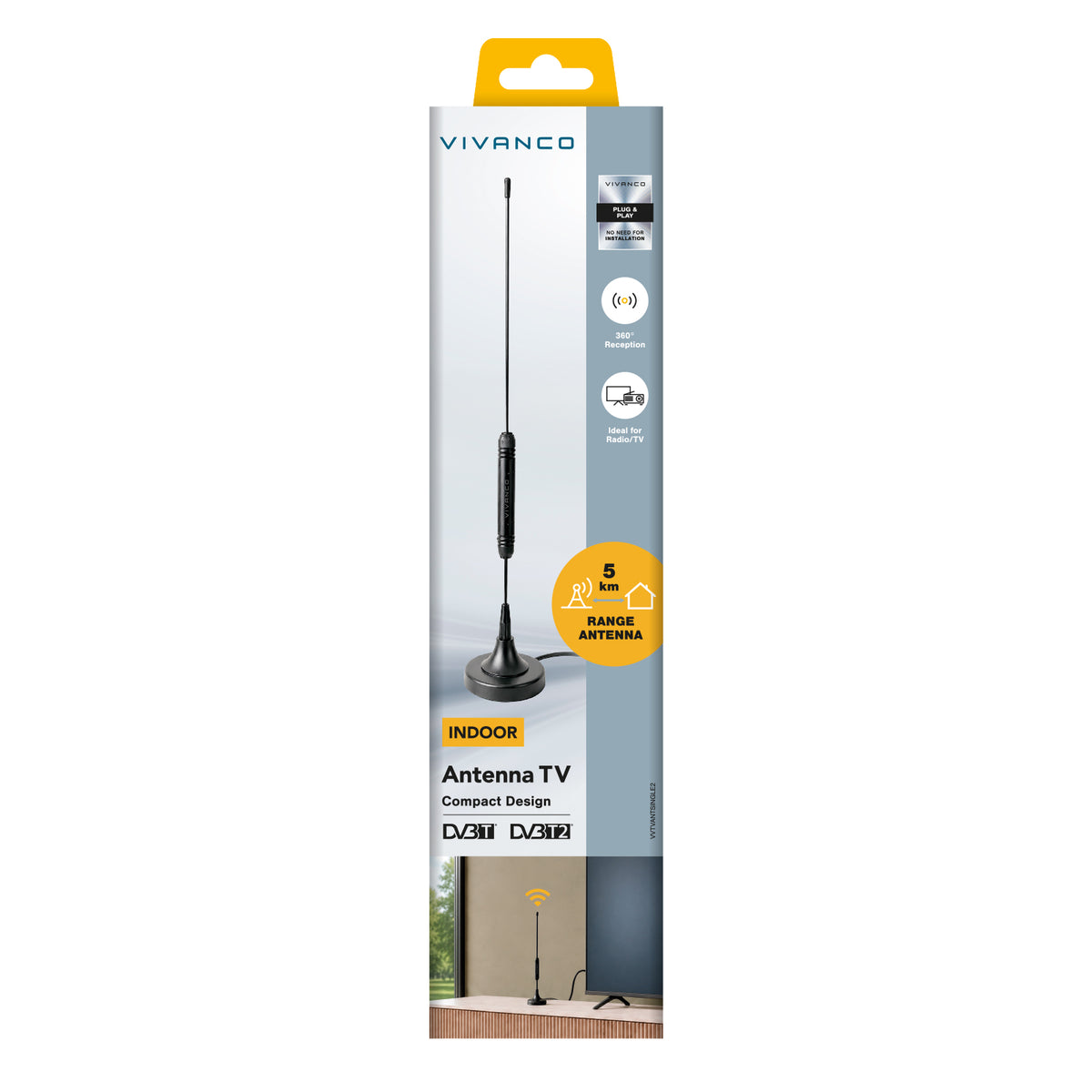 Antenne passive intérieure pour réception TV et radio, câble de 1,2 m