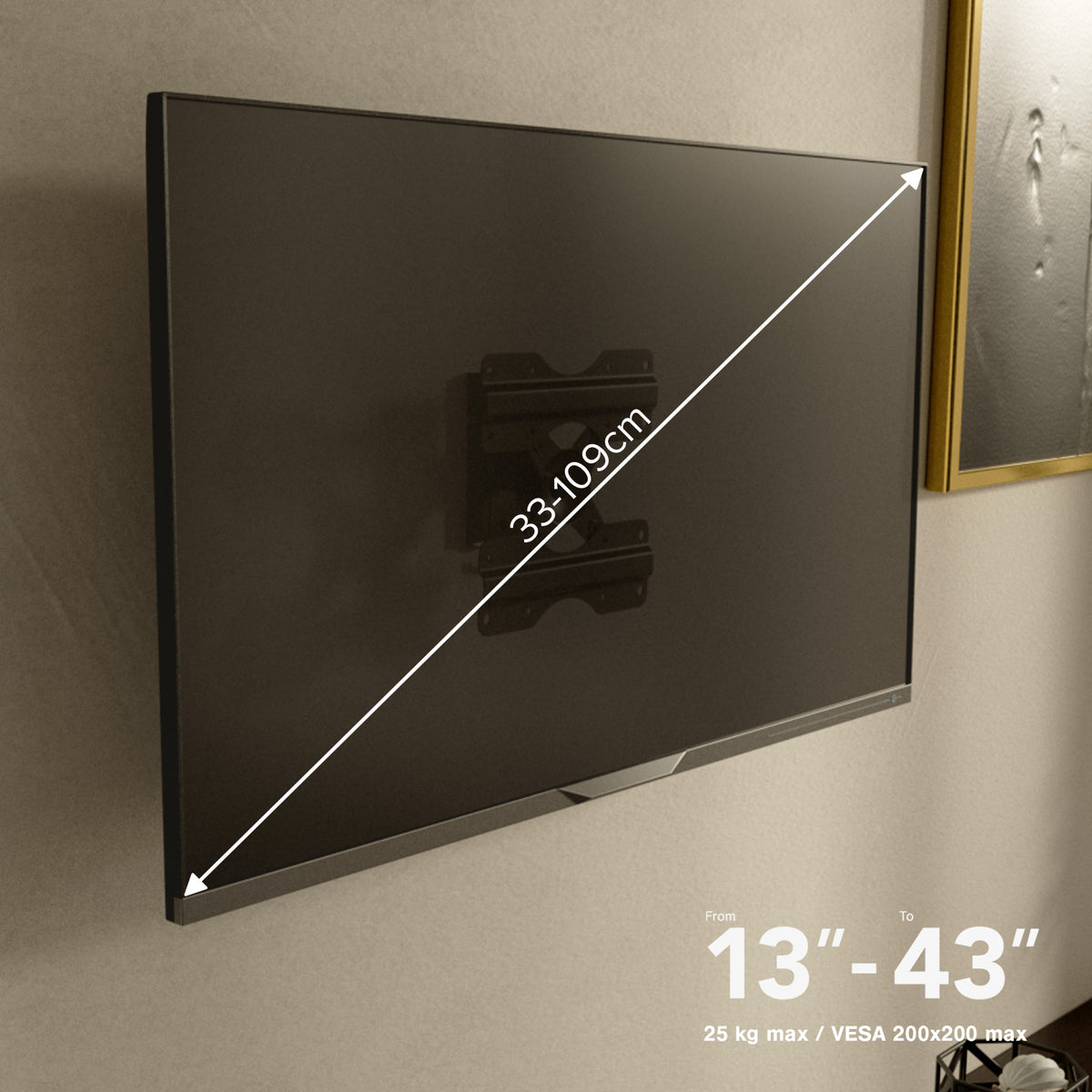 Support mural TV, TITAN, TILT, 43", 25kg, VESA 200x200