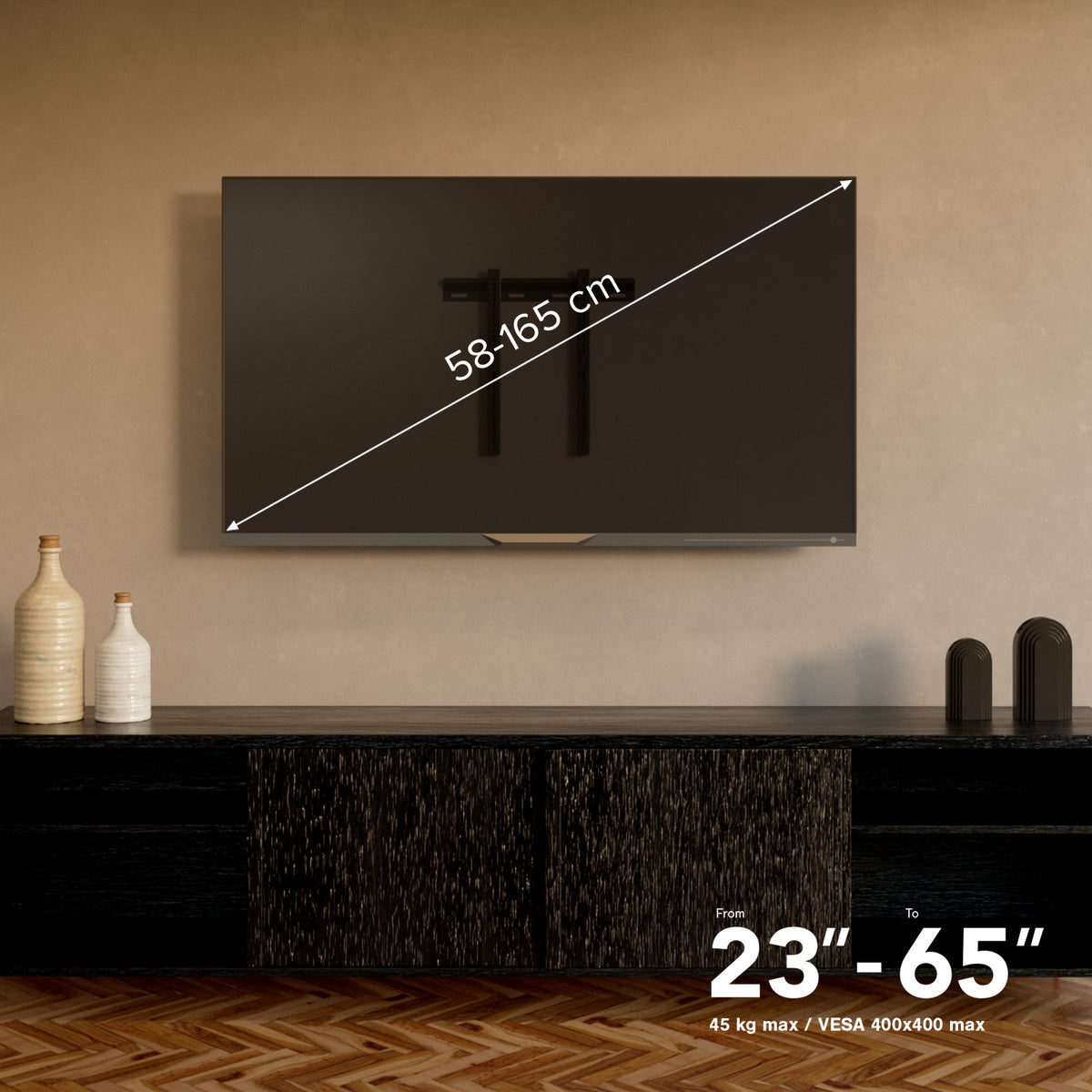 Support mural TV, FIXED, 65", 45kg, VESA 400x400