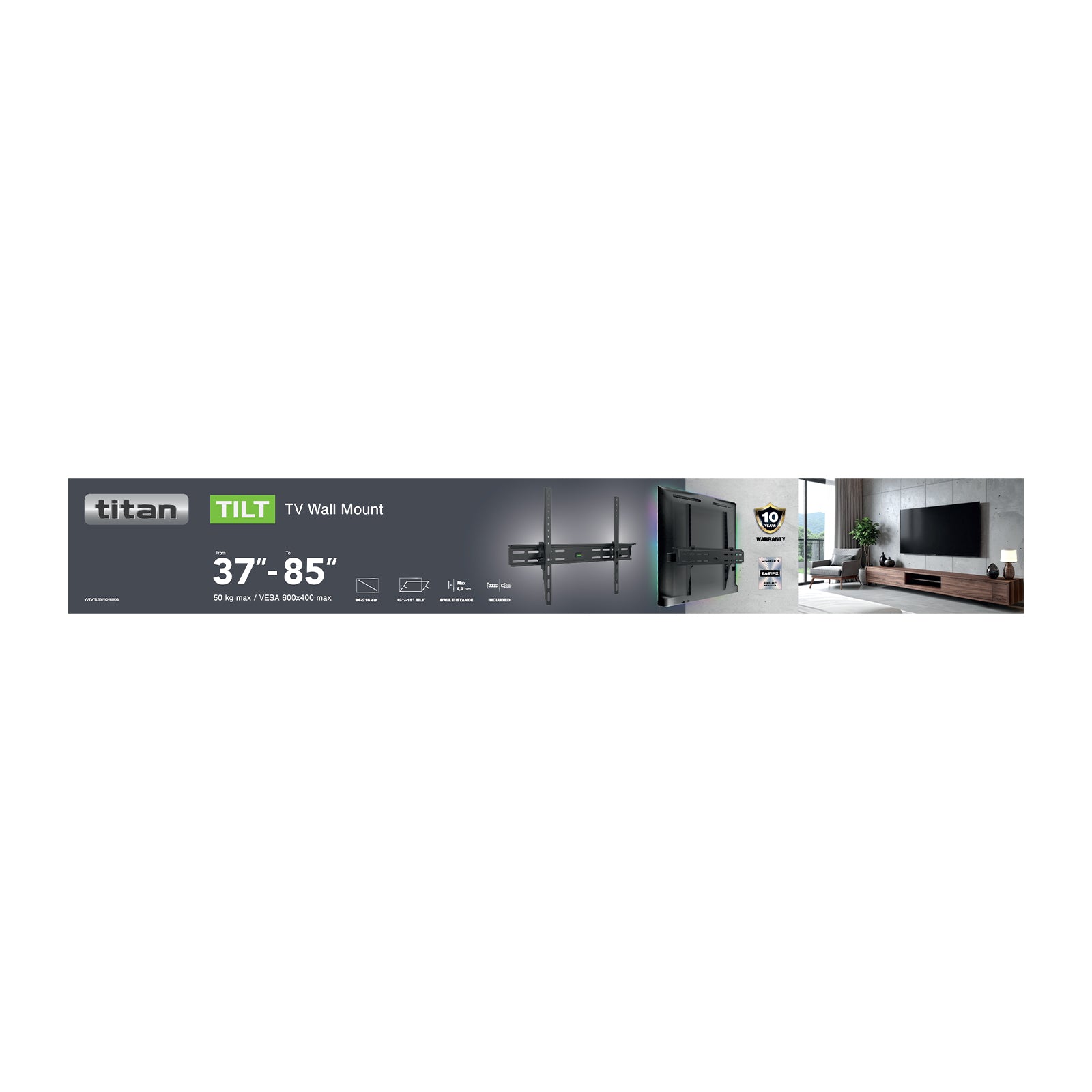 TITAN Supporto TV da parete, TILT, 85", 50kg, VESA 600x400