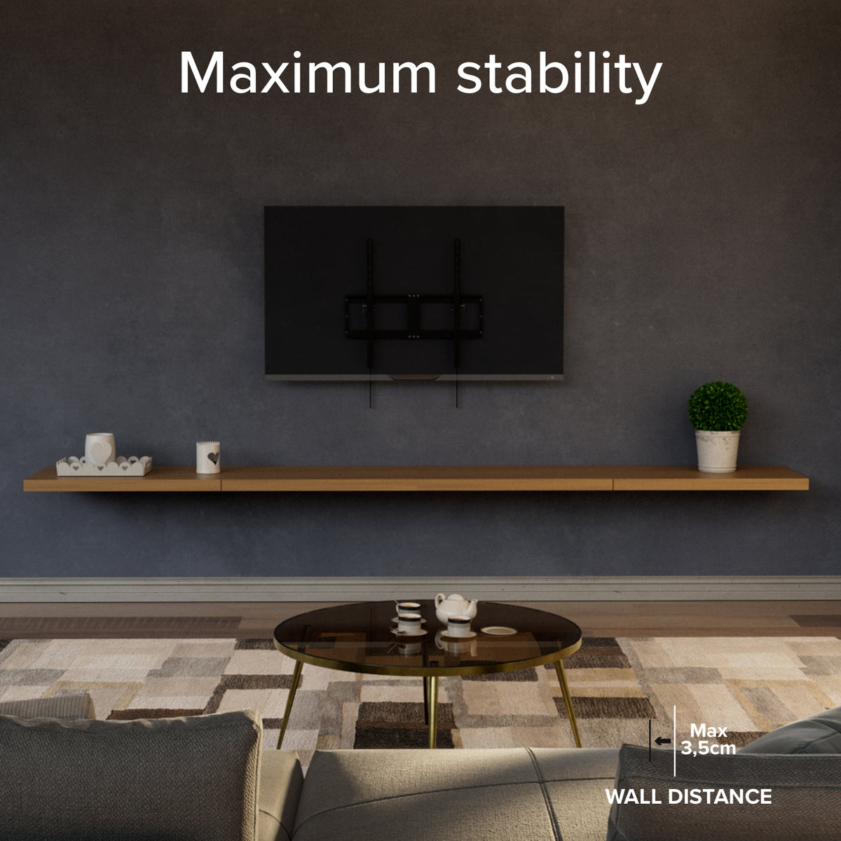 TITAN Support mural TV, TILT, 100", 80kg, VESA 600x600