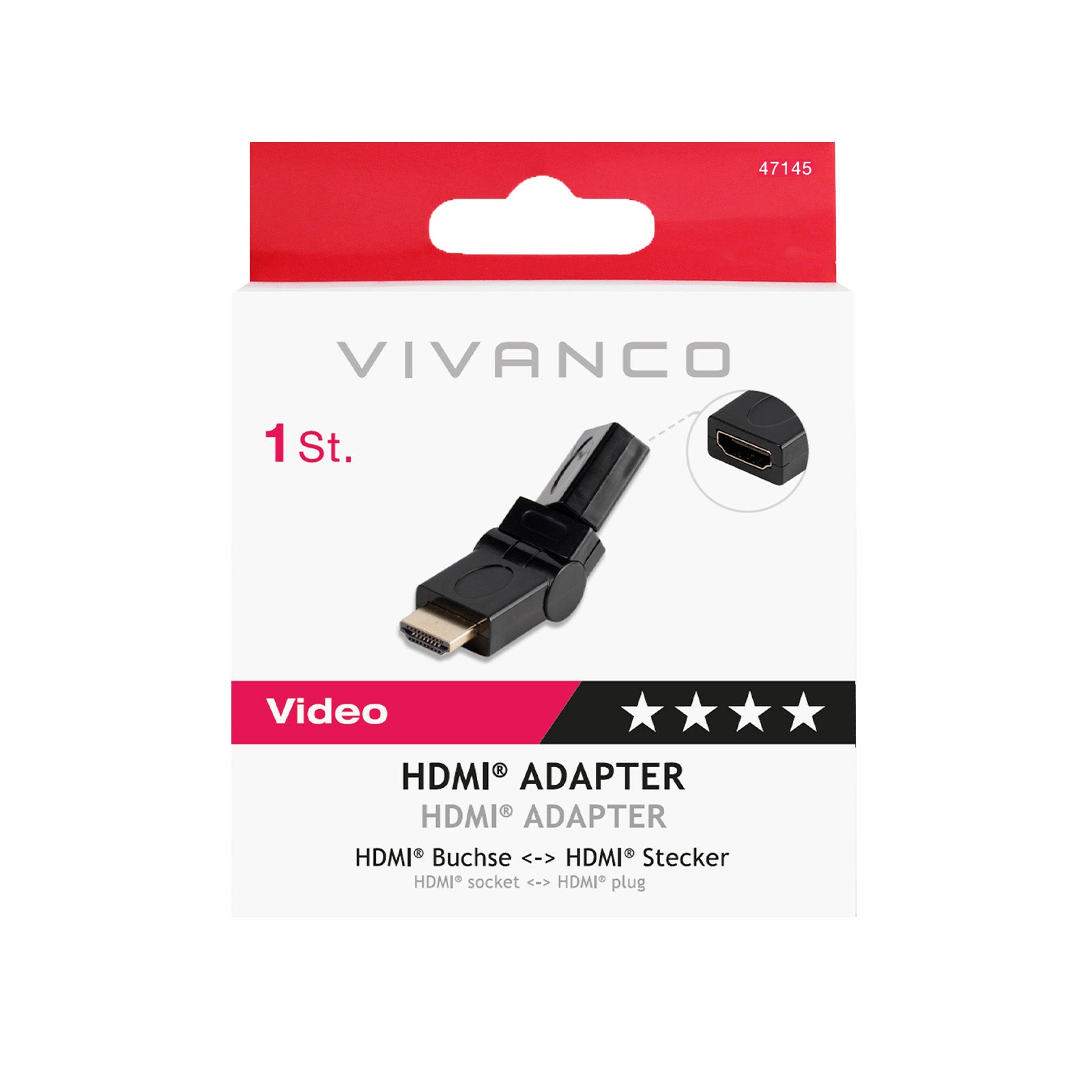 Adattatore 360° HDMI femmina a HDMI maschio con connettori dorati
