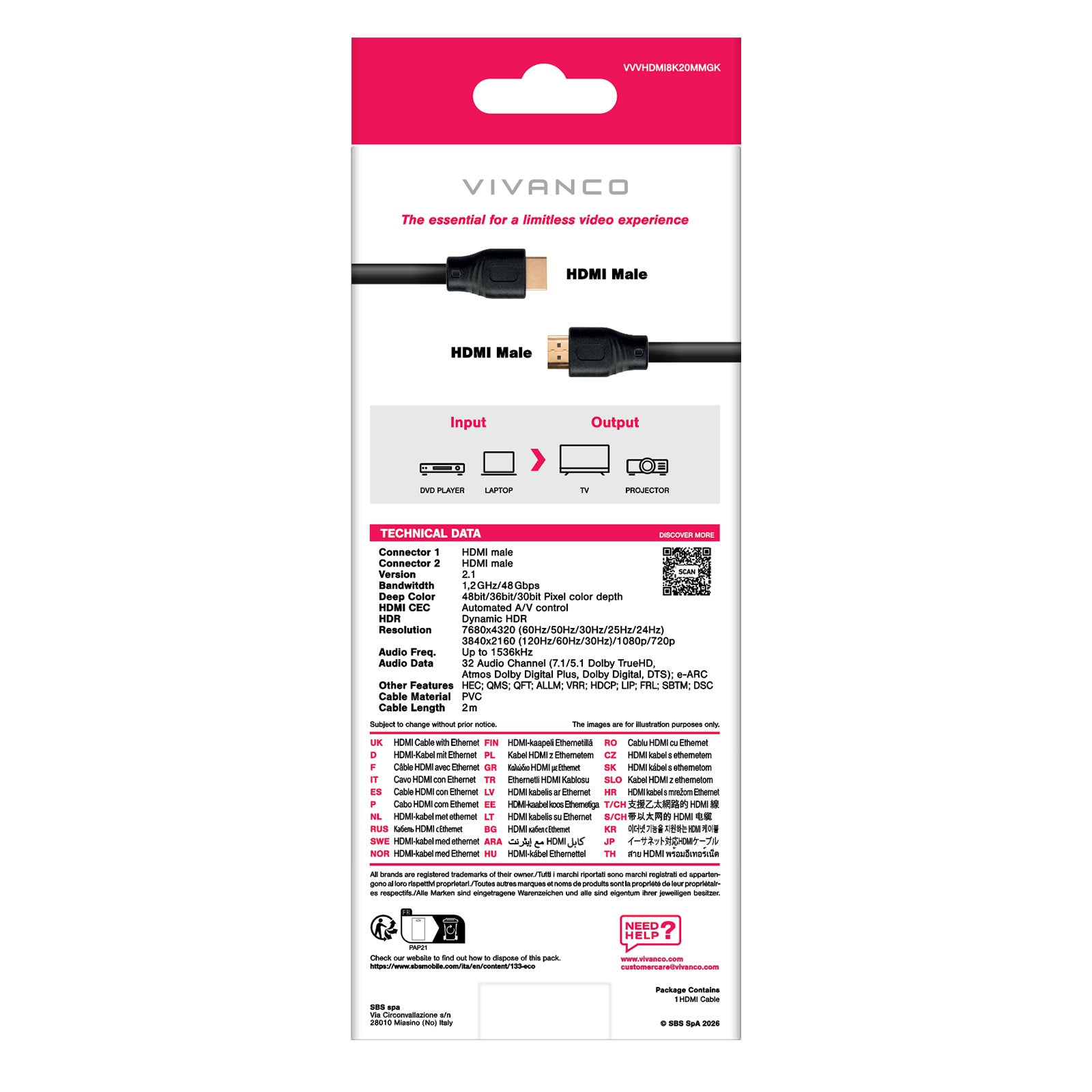 Cavo HDMI 2.1 per 8K