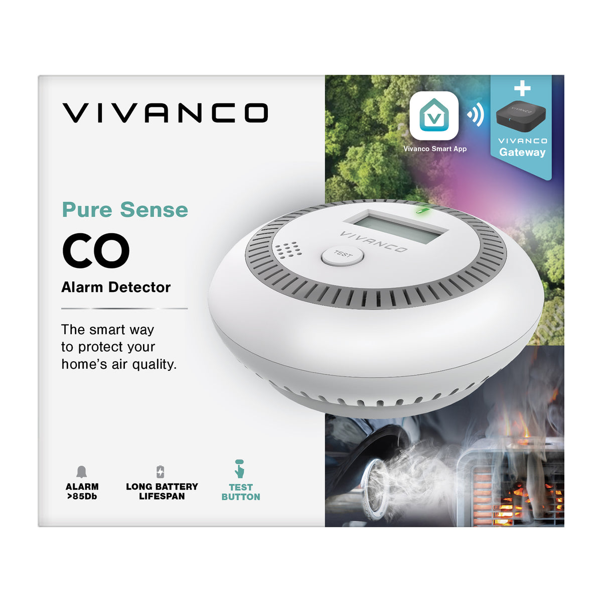 Carbon Monoxide Detector with Audible and Visual Alarm