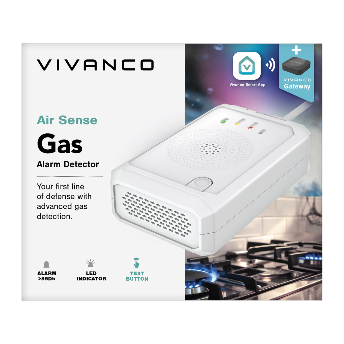 Detector de gas con alarma sonora y visual