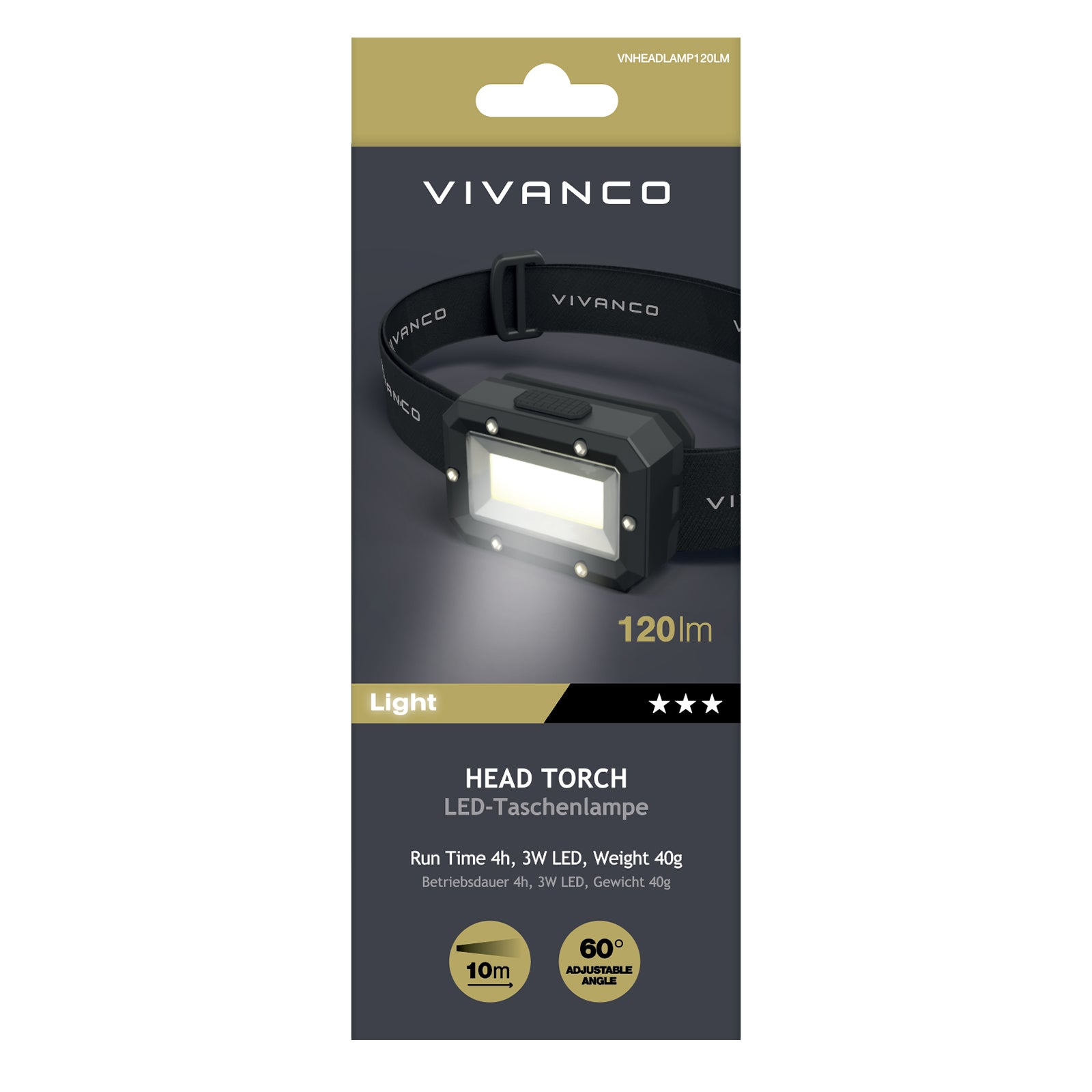 Torcia Frontale LED 120 lumen – Essenziale e confortevole