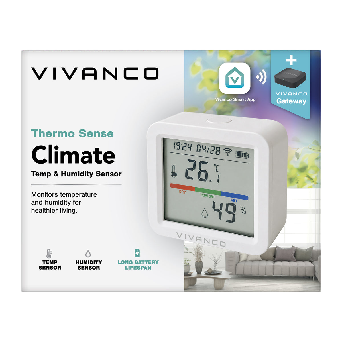 Smarter Klimasensor mit Temperatur- und Luftfeuchtigkeitsmessung