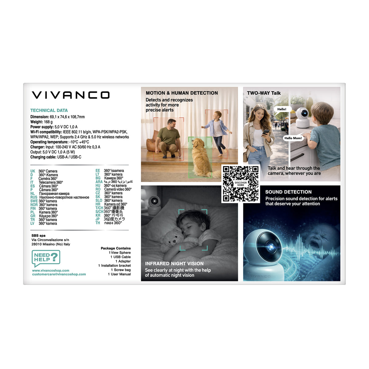 Videocamera indoor motorizzata con tracking di movimento