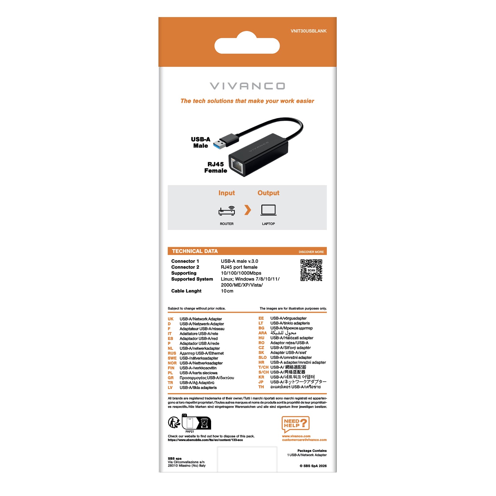 Adattatore lan USB-A 3.0  0,10m connessione veloce e stabile