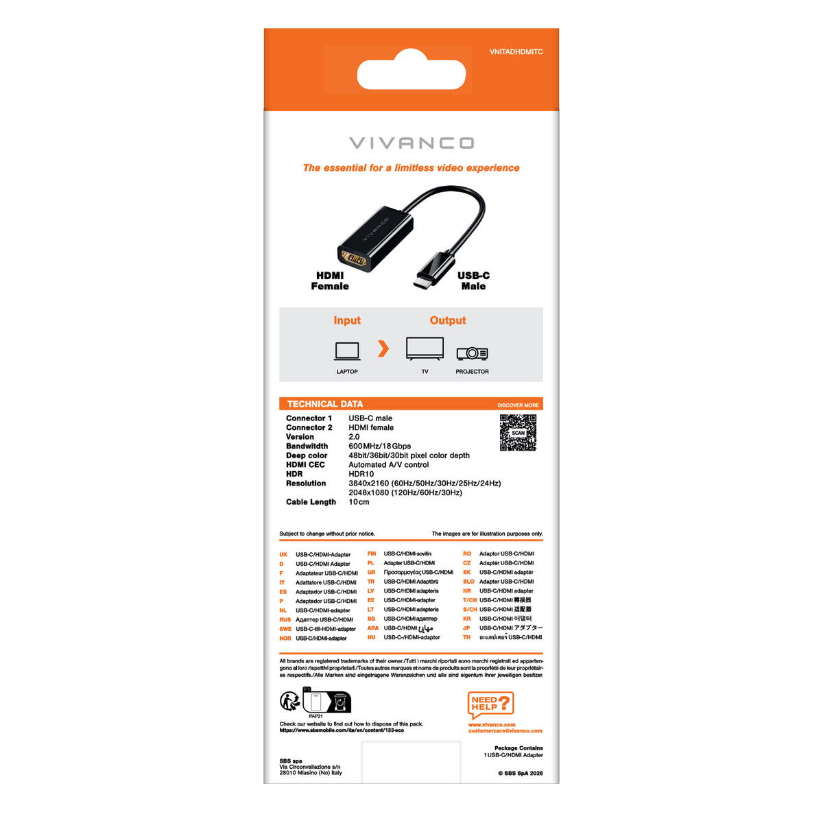 USB-C to DisplayPort adapter 0.1m