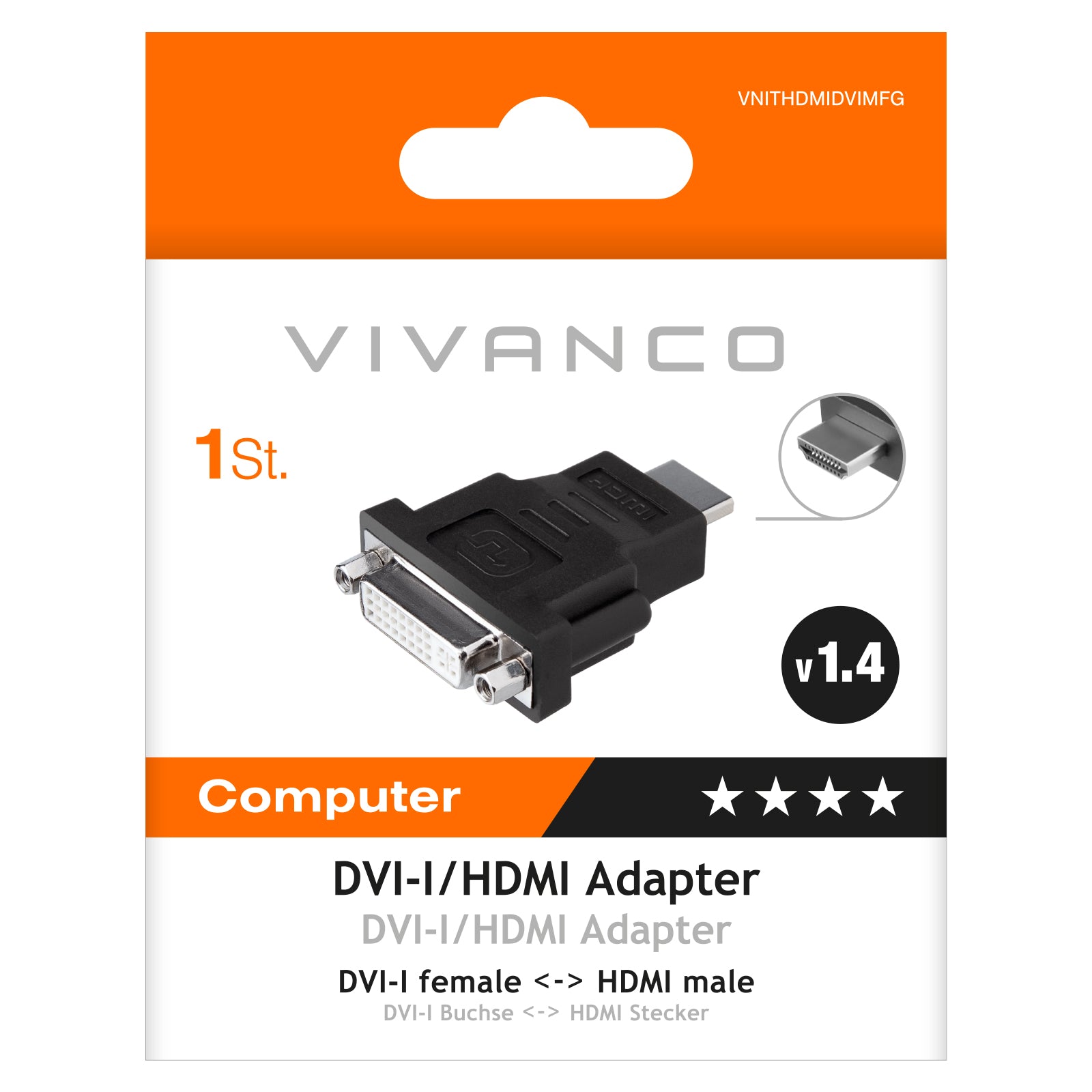 Adattatore HDMI/DVI-I  con connettori m-f per alta definizione e compatibilità universale