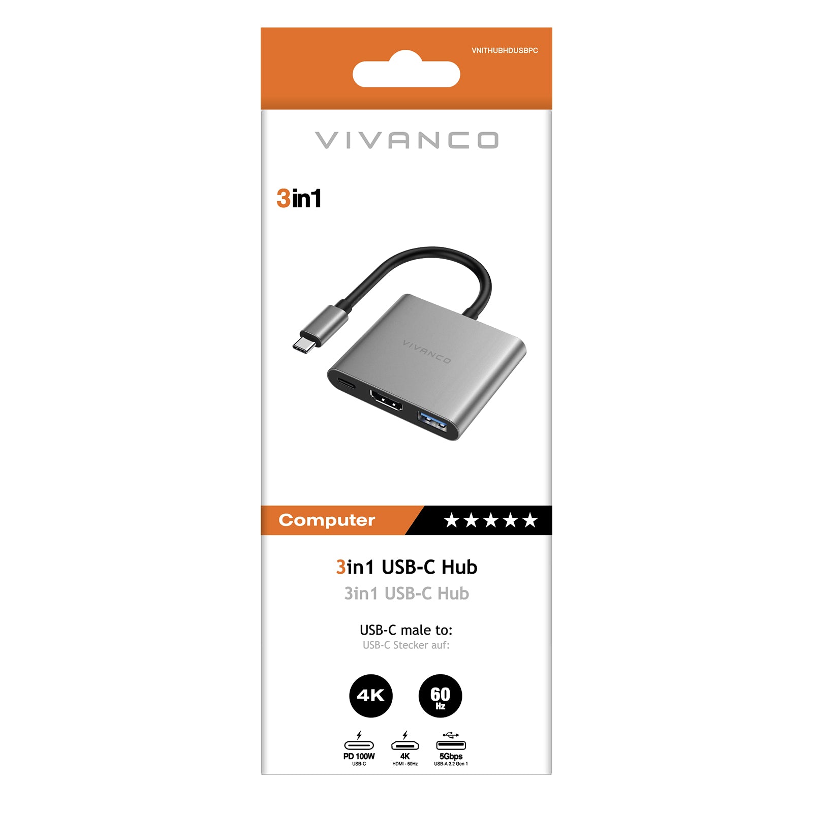 Hub USB-C 3in1 con HDMI 4k 60 Hz