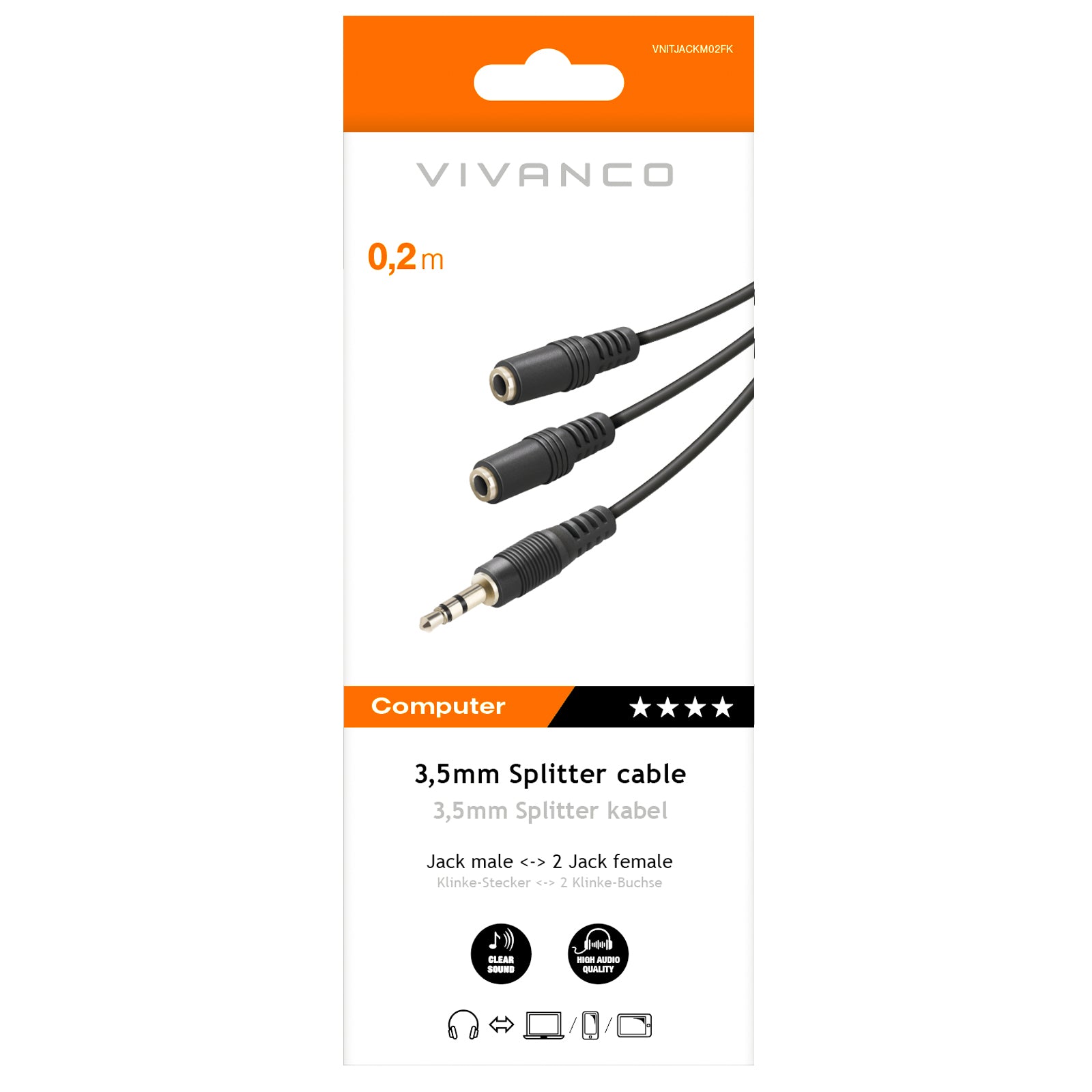 Audio-Splitter 3,5mm Klinke, 0,2m