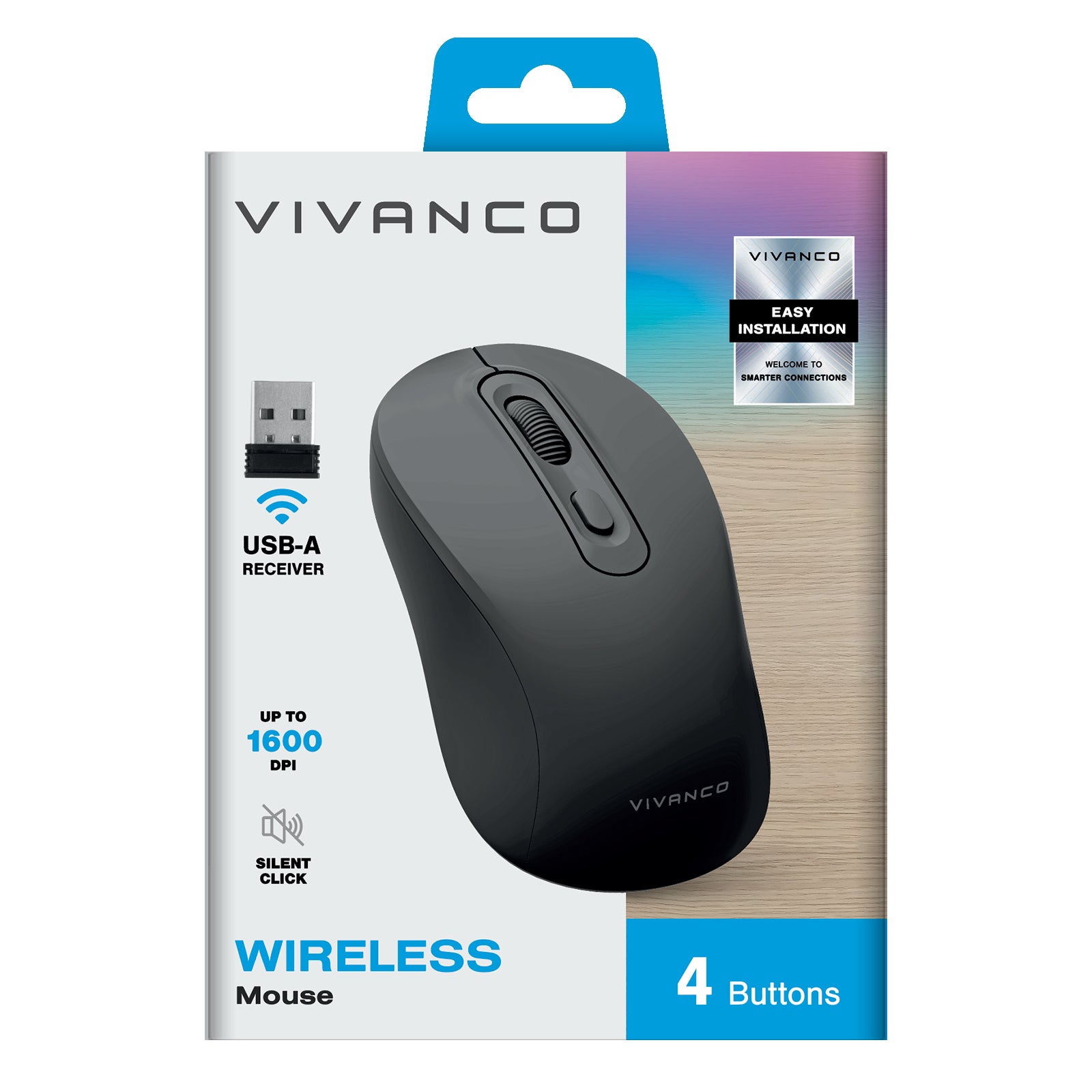 Mouse wireless con design ergonomico e clic silenzioso