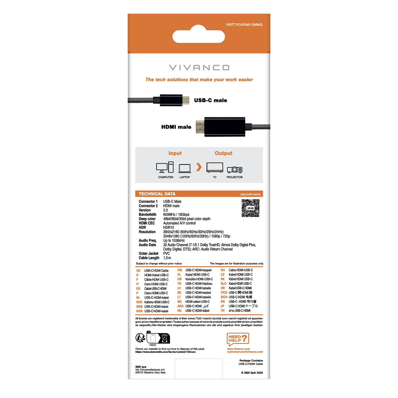 Cavo USB-C HDMI con connettori placcati oro