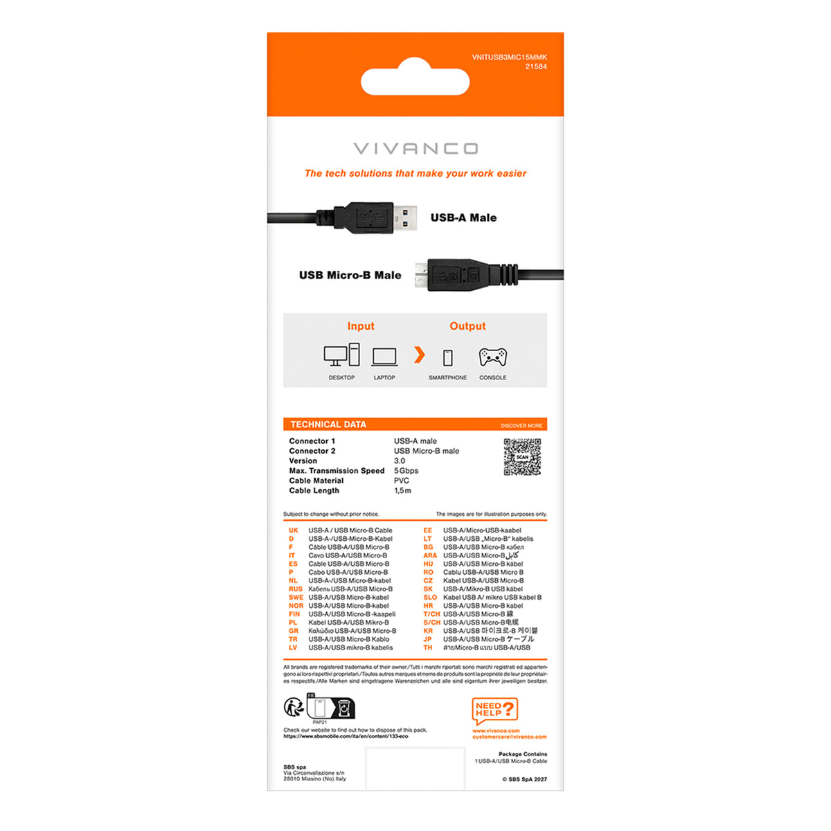 Cavo USB-A/Micro USB