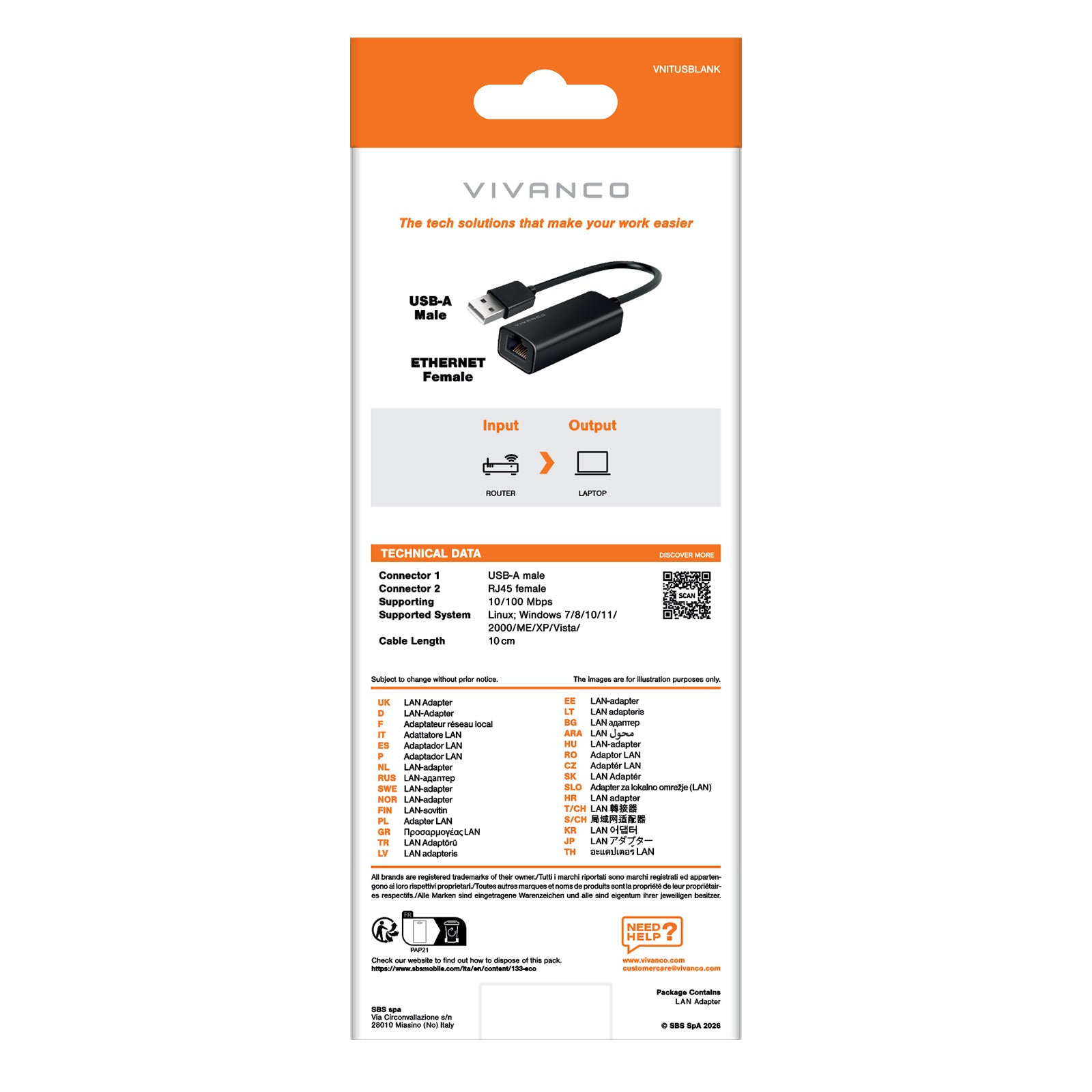 Kompakter USB-A LAN-Adapter 0,10 m