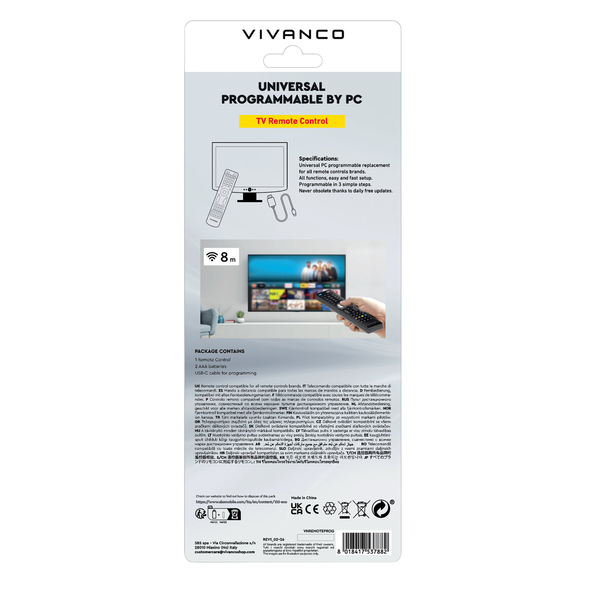 Telecomando universale 4 in 1 programmabile da PC per TV, DVD, decoder satellitare e dispositivi AUX