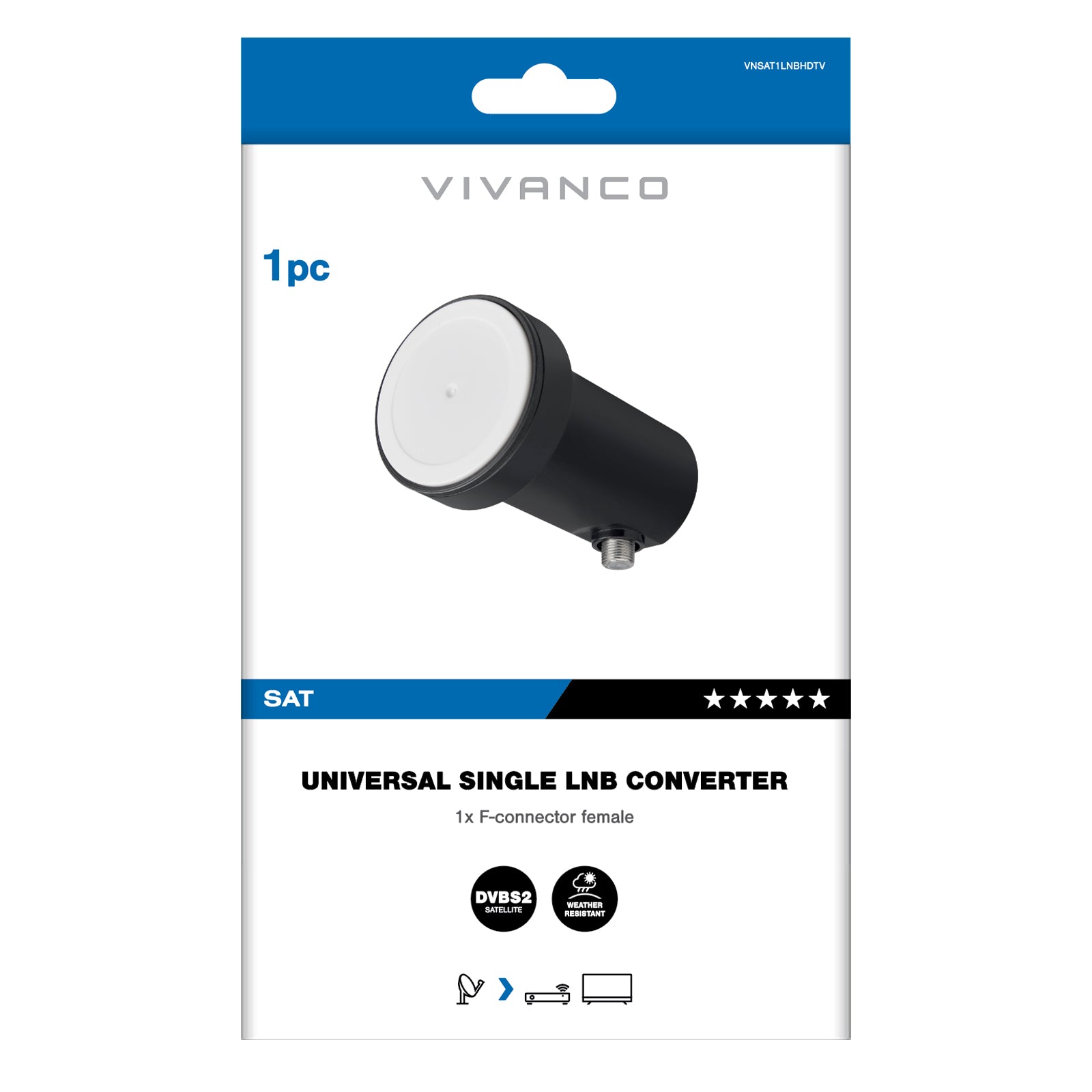 Universal LNB for satellite dish with 40 mm support