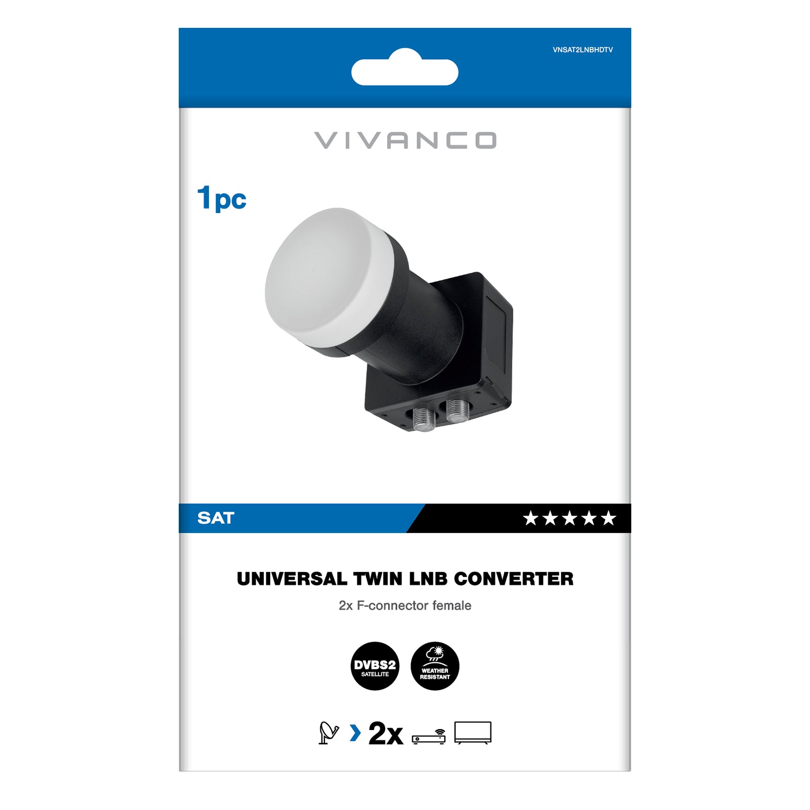 2x universal LNB for satellite dish with 40 mm support