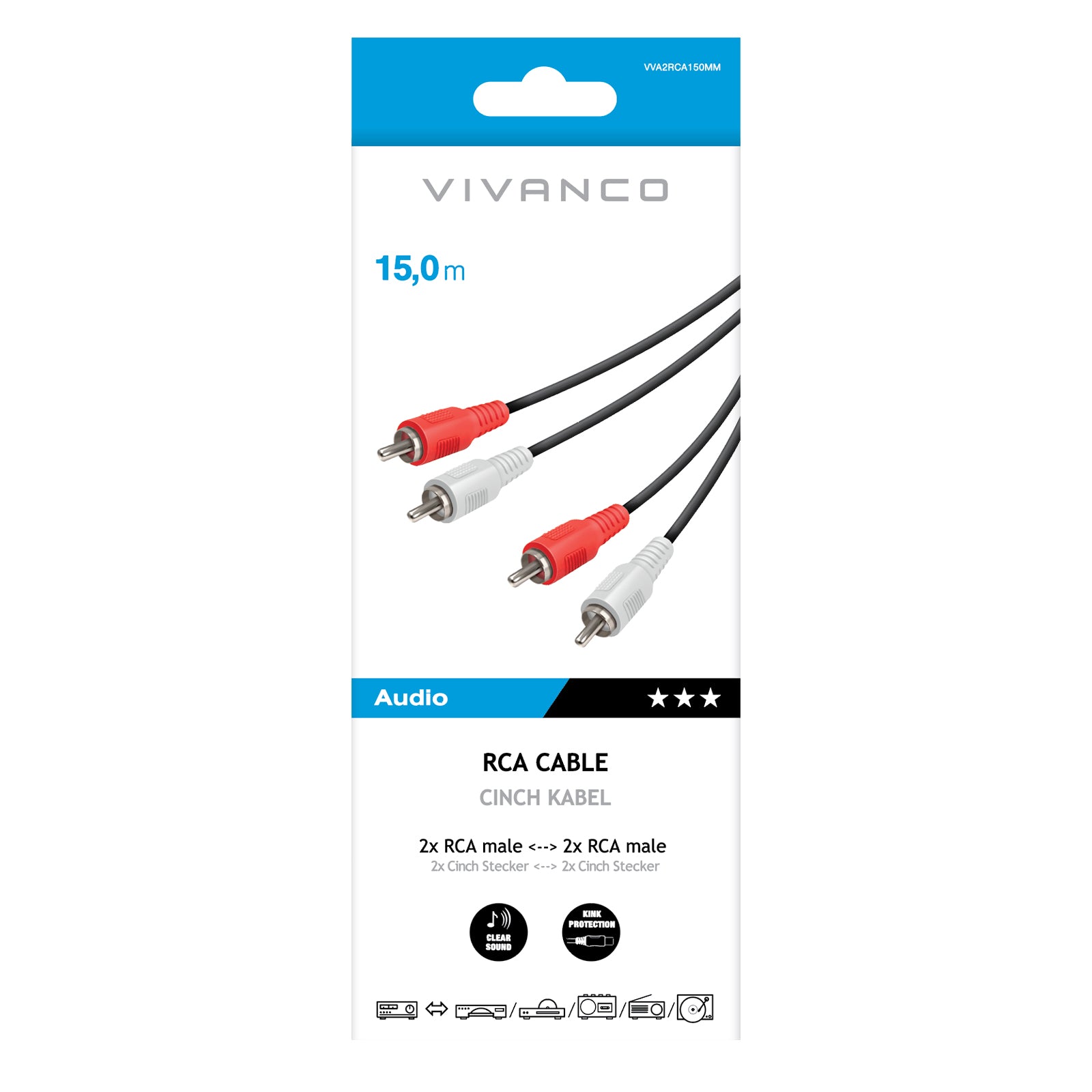 Cavo RCA stereo (maschio/maschio)