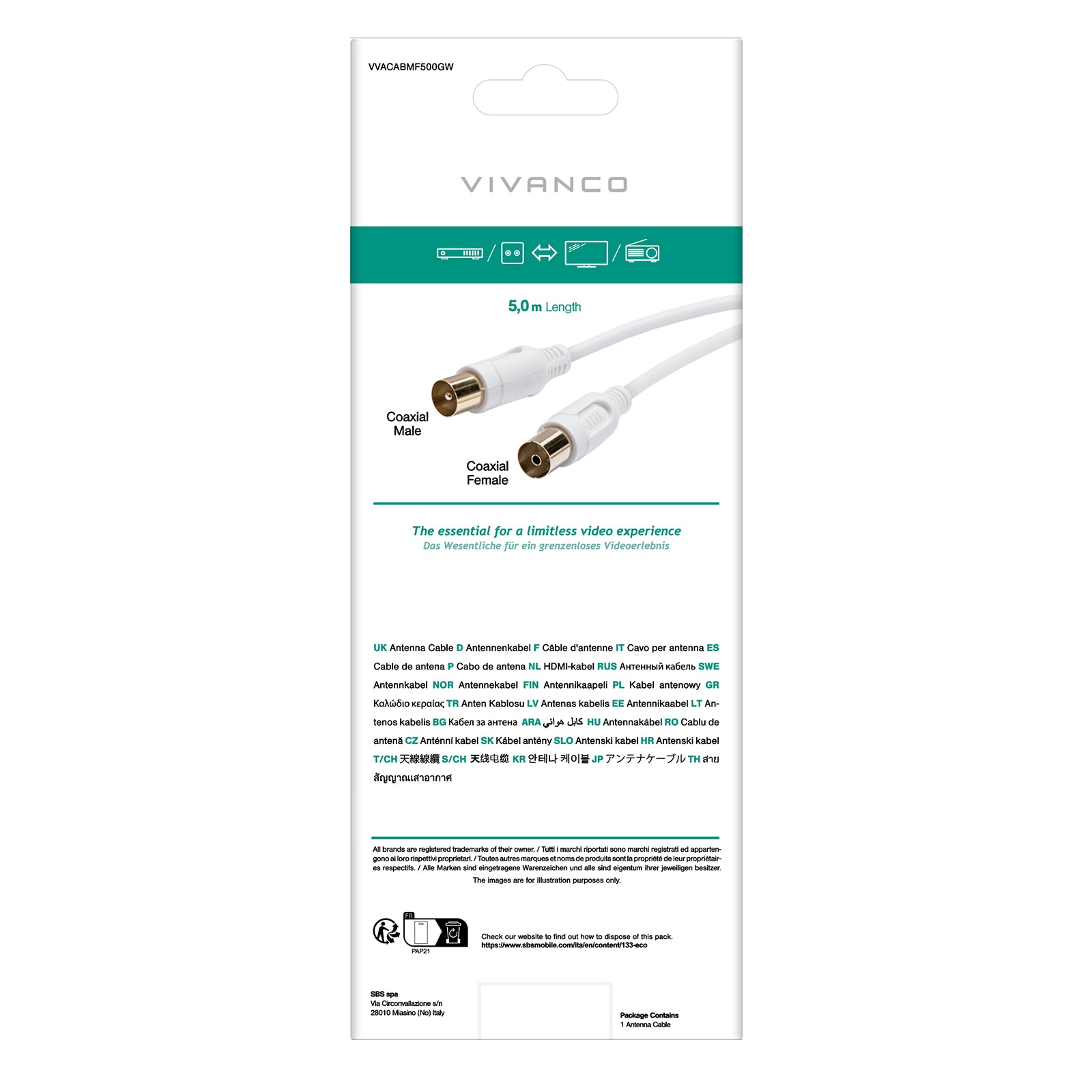 Cavo coassiale per antenna in ferrite, 90dB