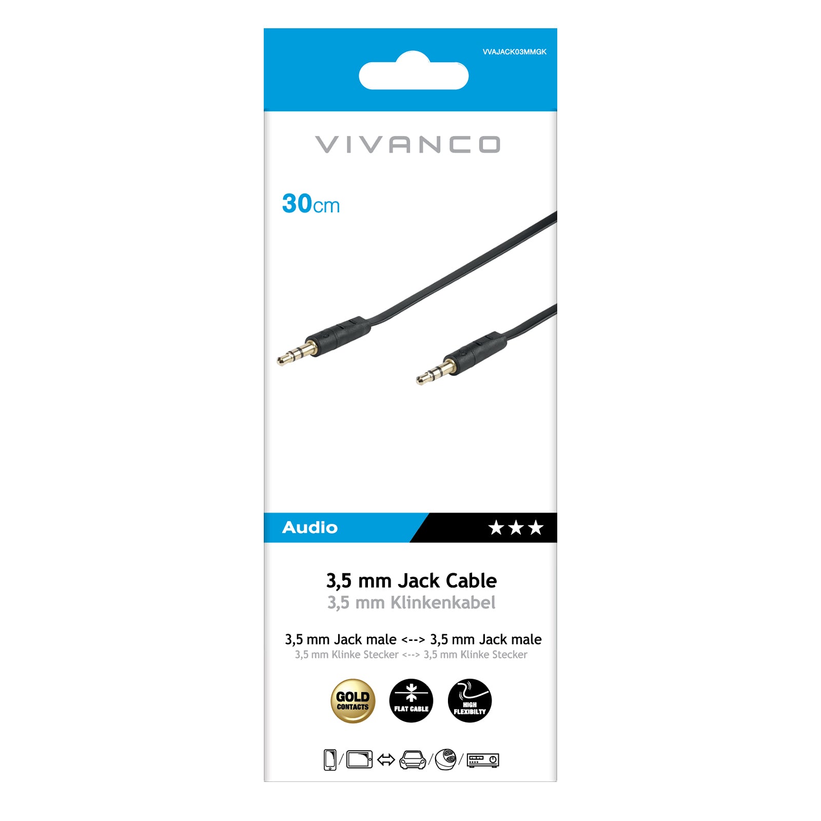 Cavo audio Jack 3,5 mm maschio - maschio