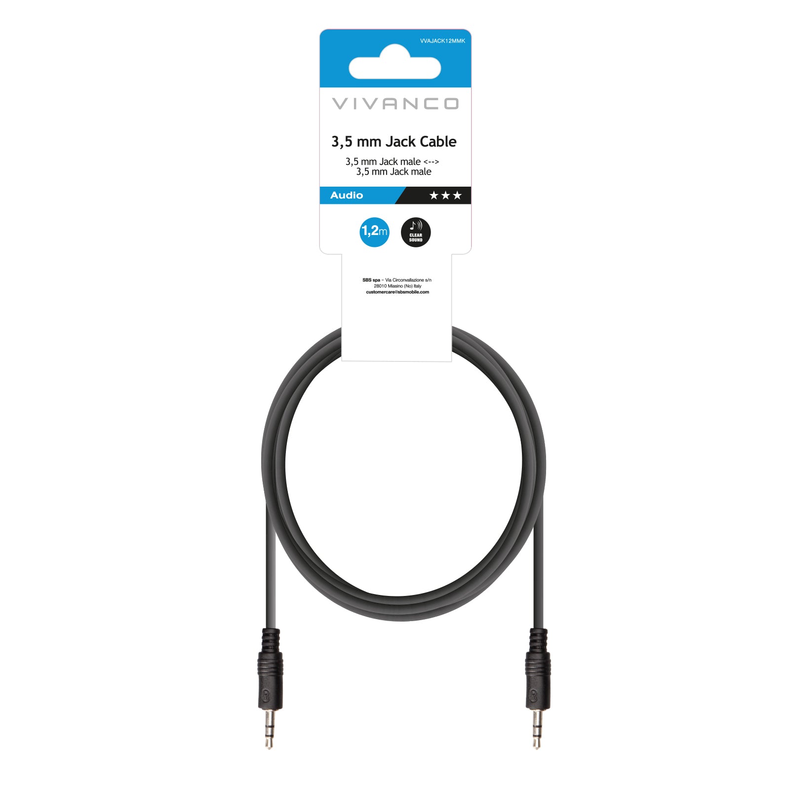 Cavo audio Jack 3,5 mm maschio - maschio