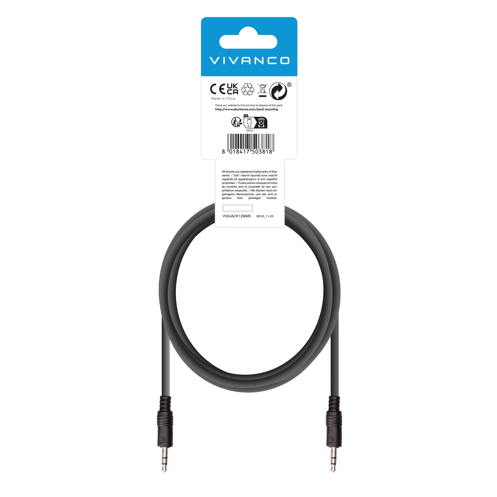 Cavo audio Jack 3,5 mm maschio - maschio