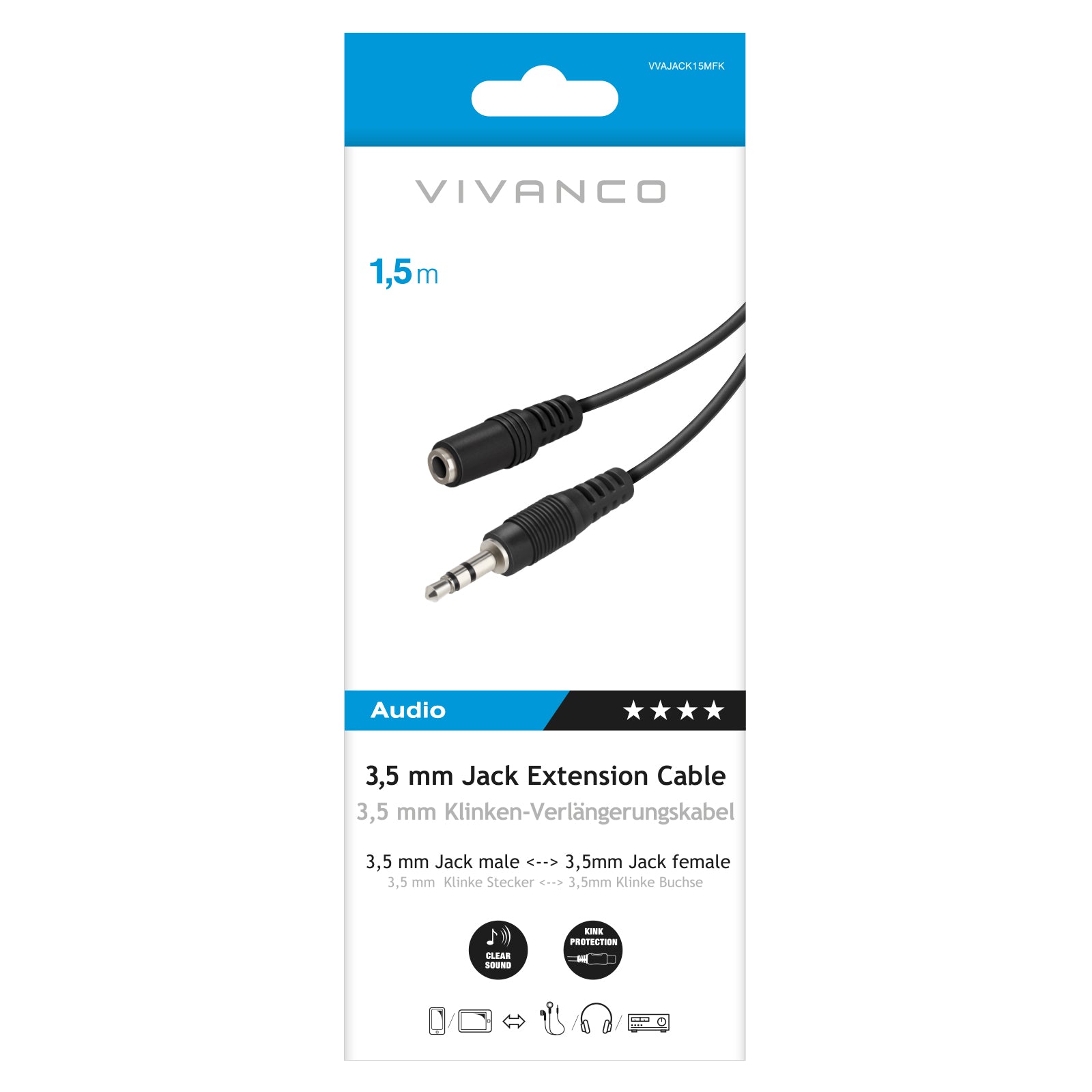 Cavo audio Jack 3,5 mm maschio - femmina
