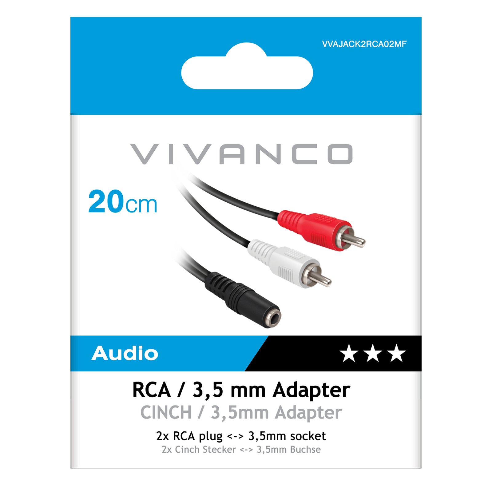 Cavo audio Jack 3,5 mm femmina a 2 RCA maschio