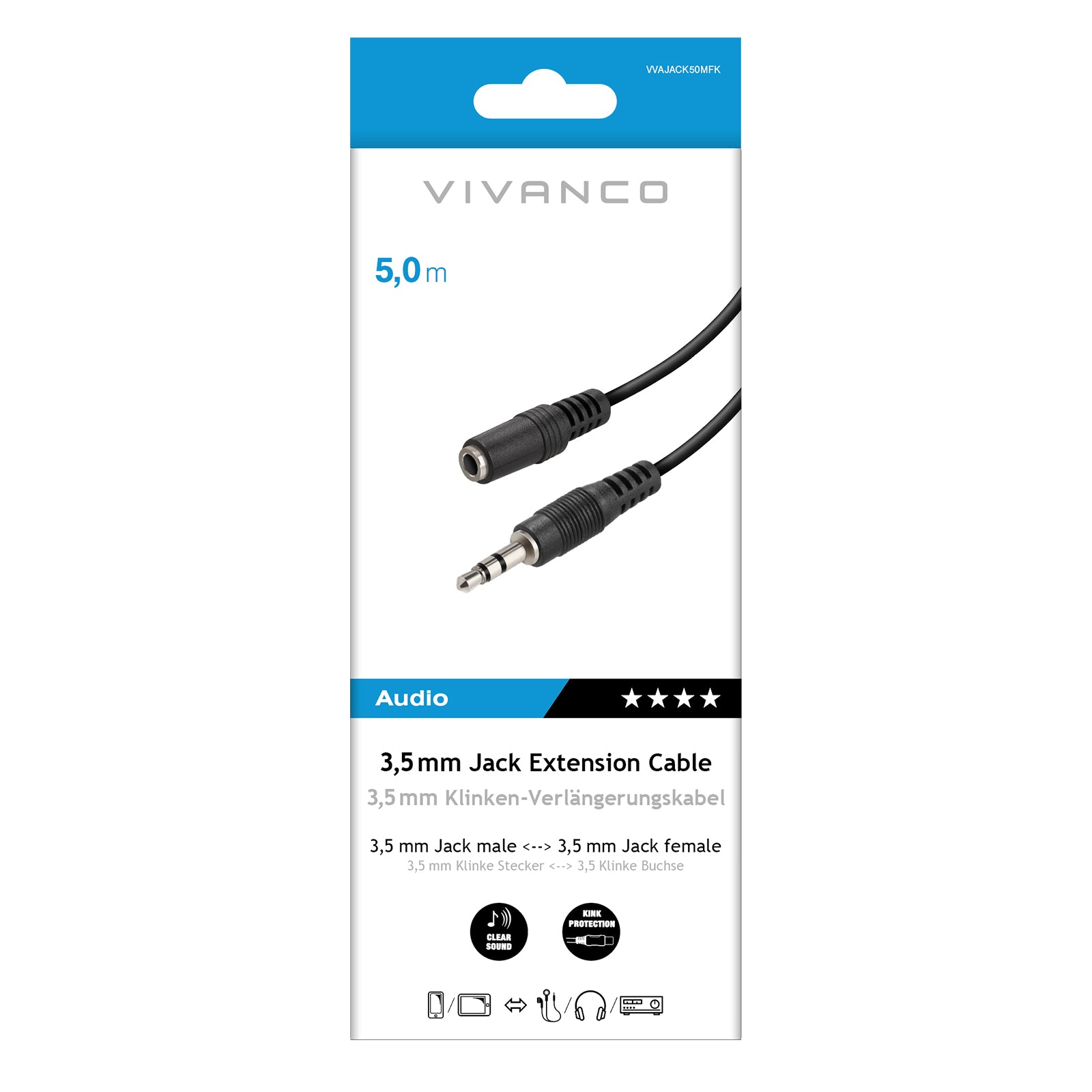 Cavo audio Jack 3,5 mm maschio - femmina