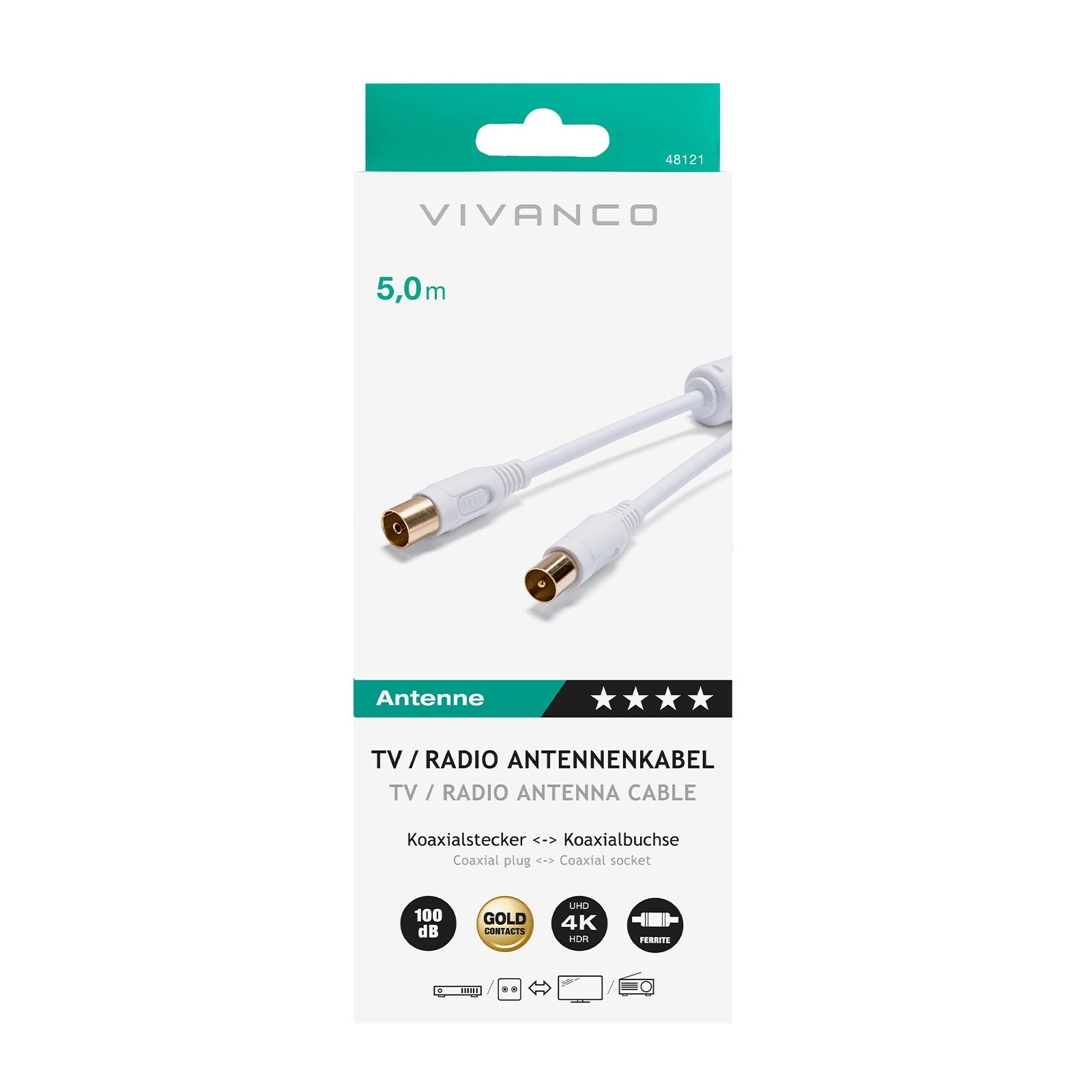 Cavo coassiale per antenna in ferrite, 100dB