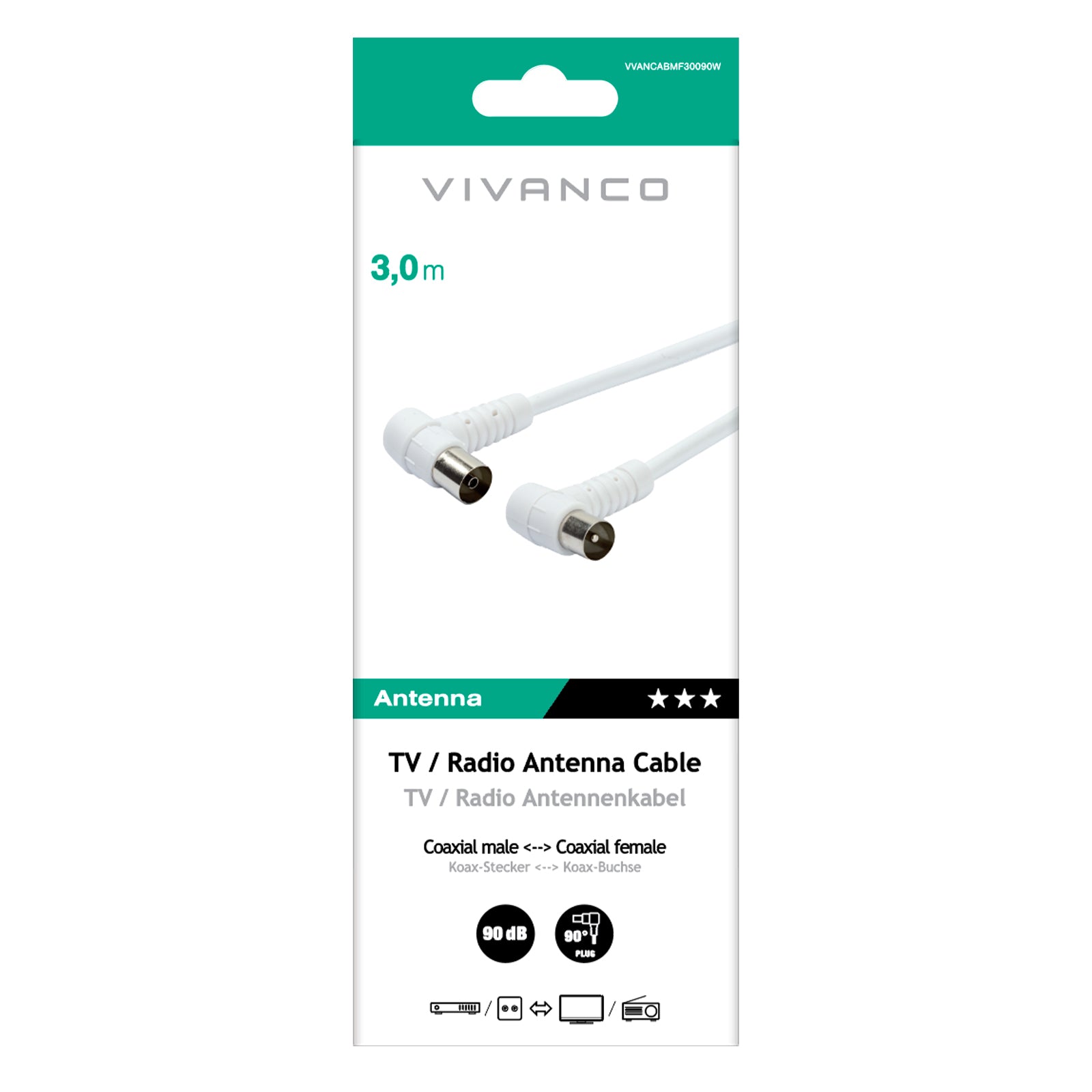 Cavo antenna 90dB con connettori angolati