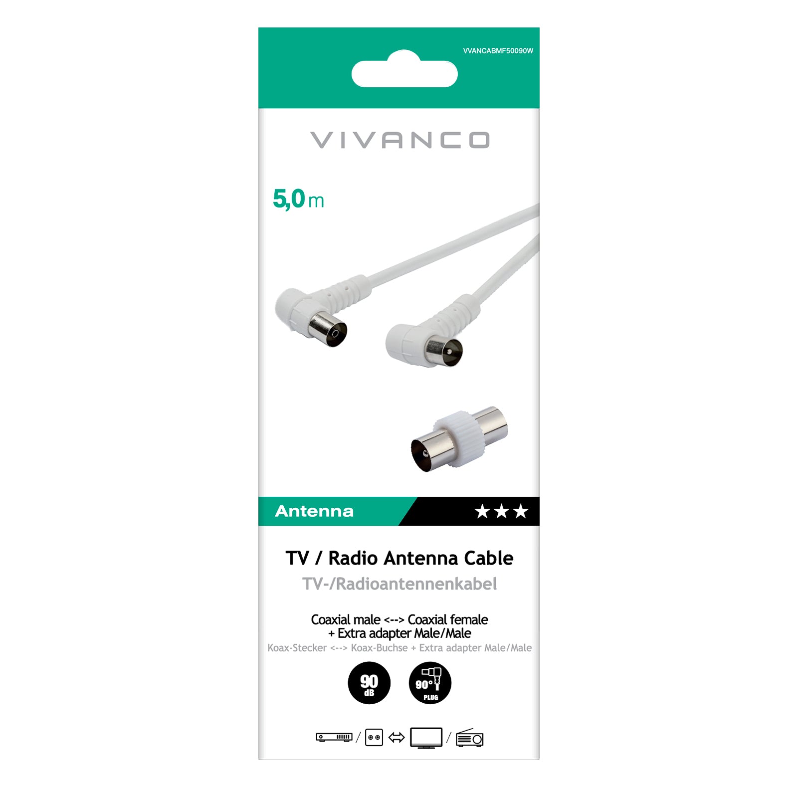 Cavo antenna 90dB con connettori angolati