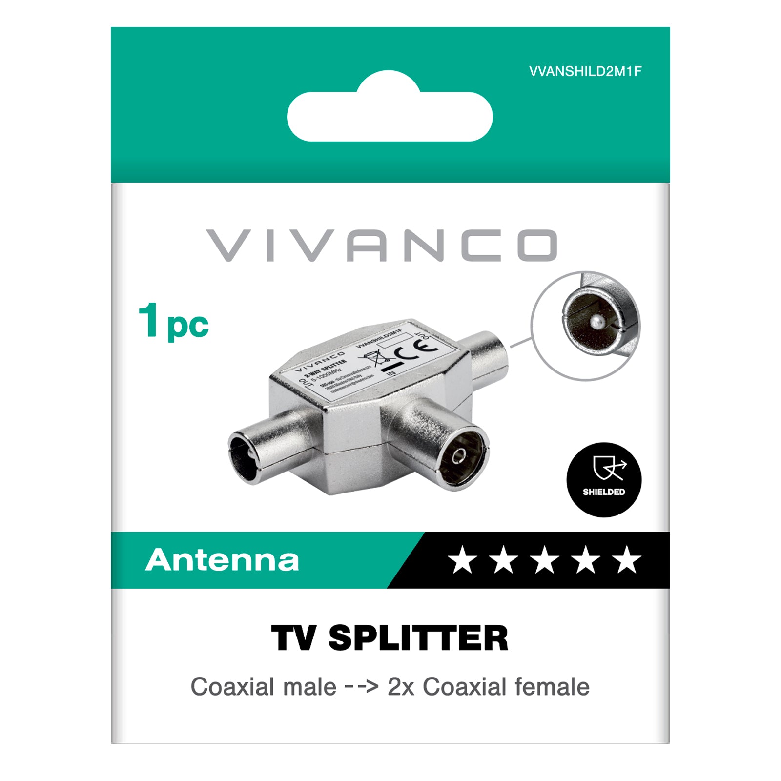 Splitter TV da presa coassiale a 2x spine coassiali